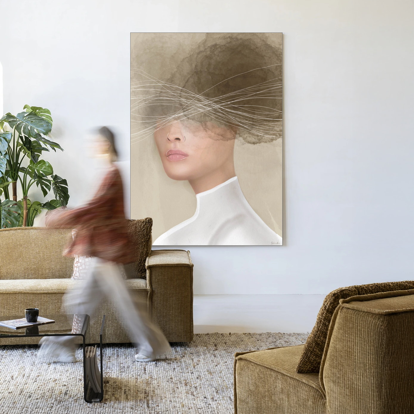 Urban Cotton Wandkleed 'Mood Cloud' 80 x 110cm in Frame - black