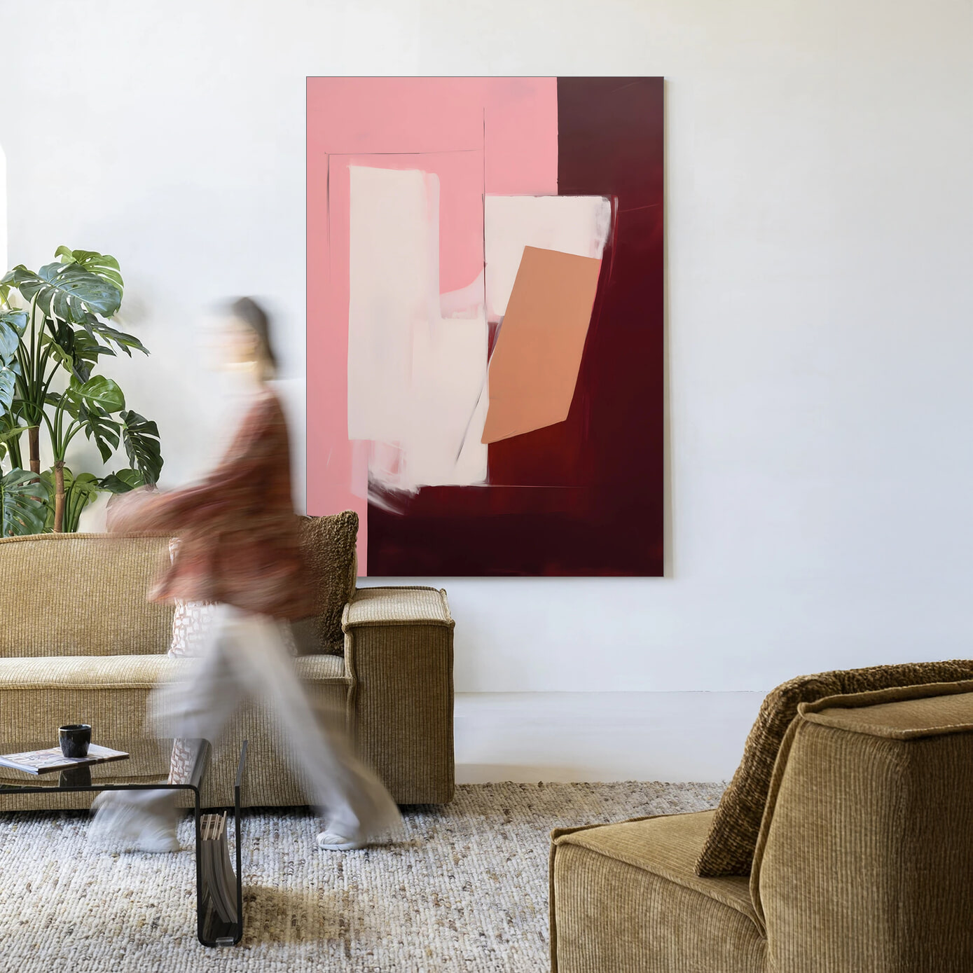 Urban Cotton Wandkleed 'Red Fields' in maat en frame naar keuze