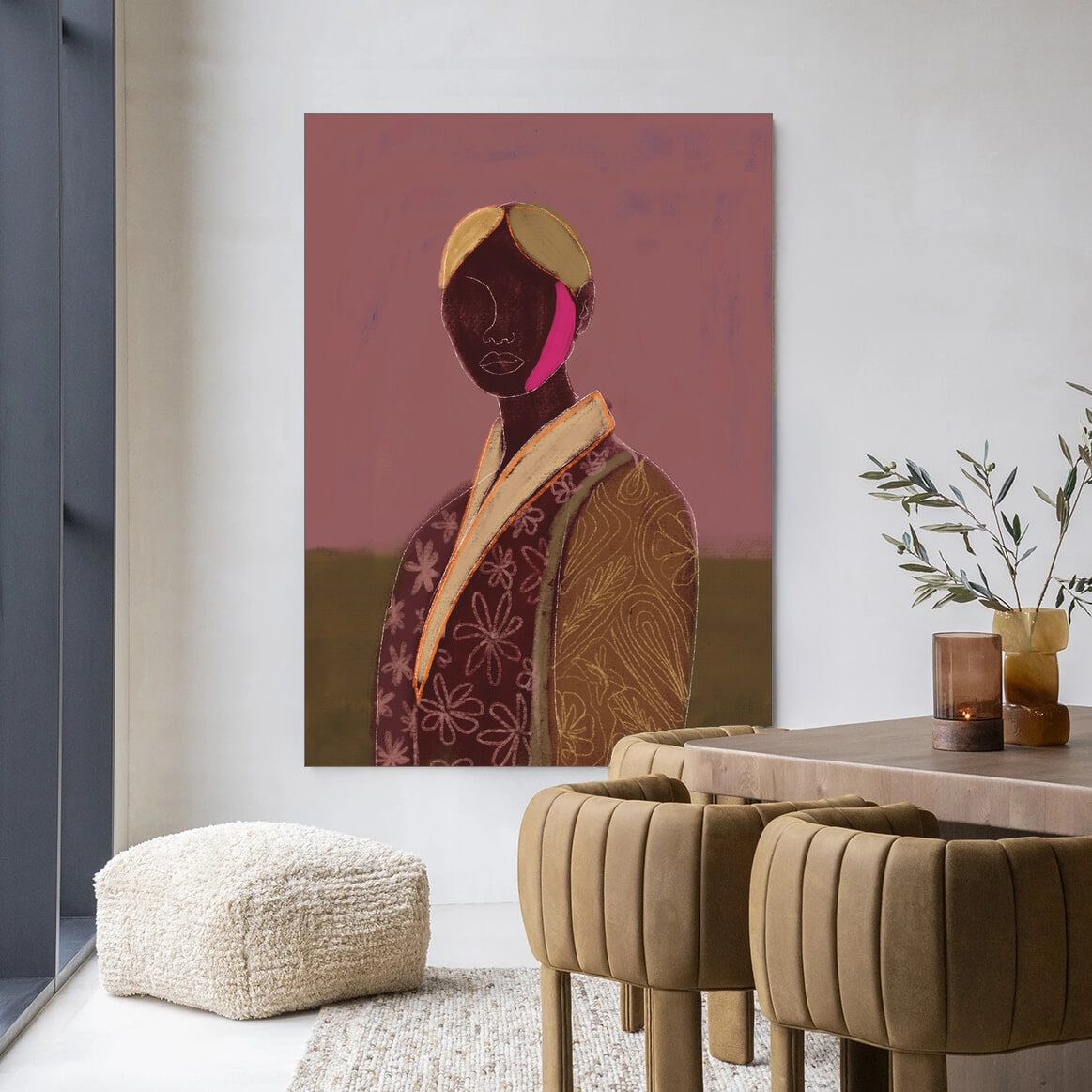 Urban Cotton Wandkleed 'Silhouette Lady 10' in maat en frame naar keuze