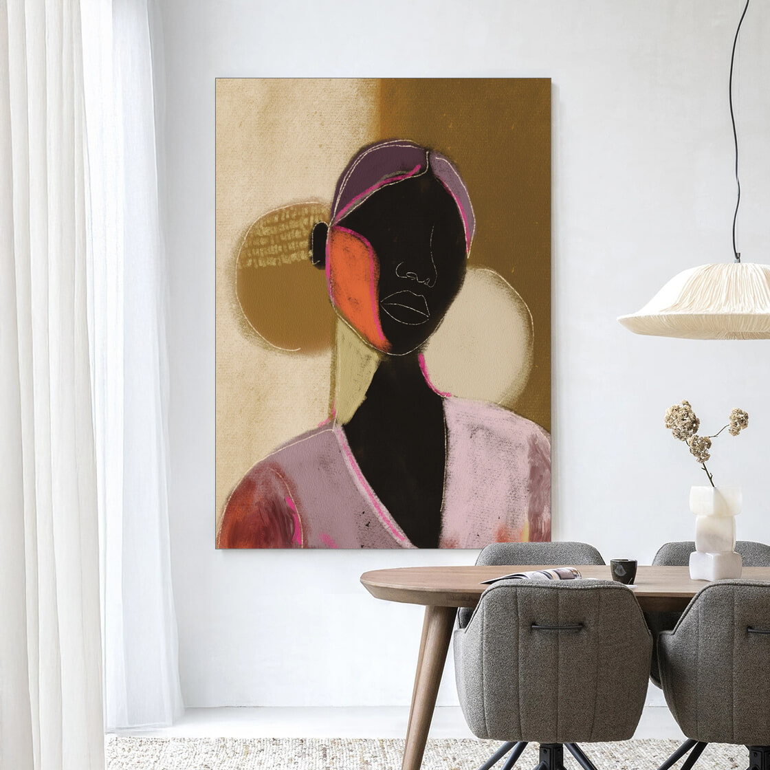 Urban Cotton Wandkleed 'Silhouette Lady 1' in maat en frame naar keuze