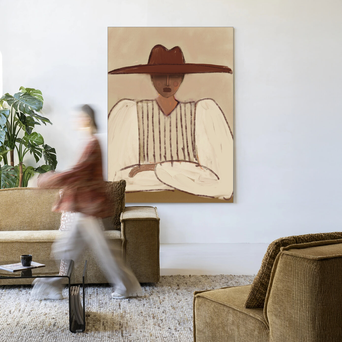 Urban Cotton Wandkleed 'Sunhat' in maat en frame naar keuze