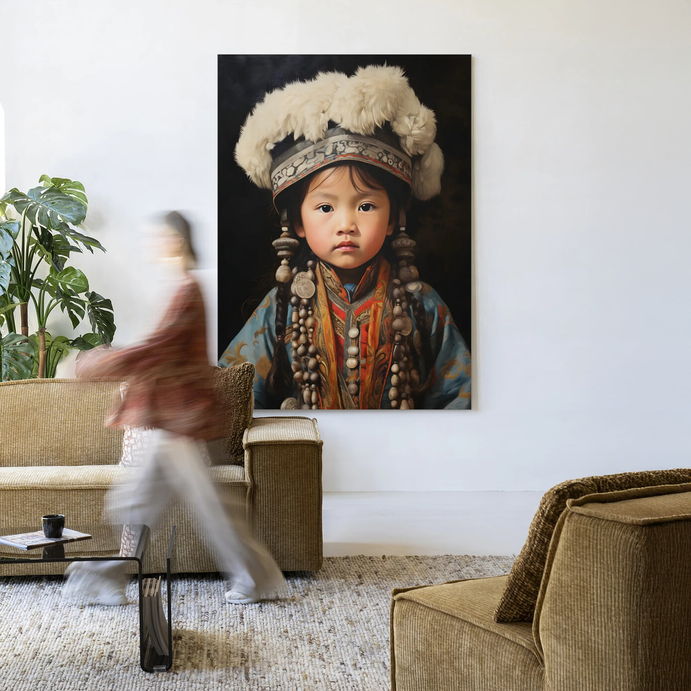 Urban Cotton Wandkleed 'Traditional Child 1' in maat en frame naar keuze