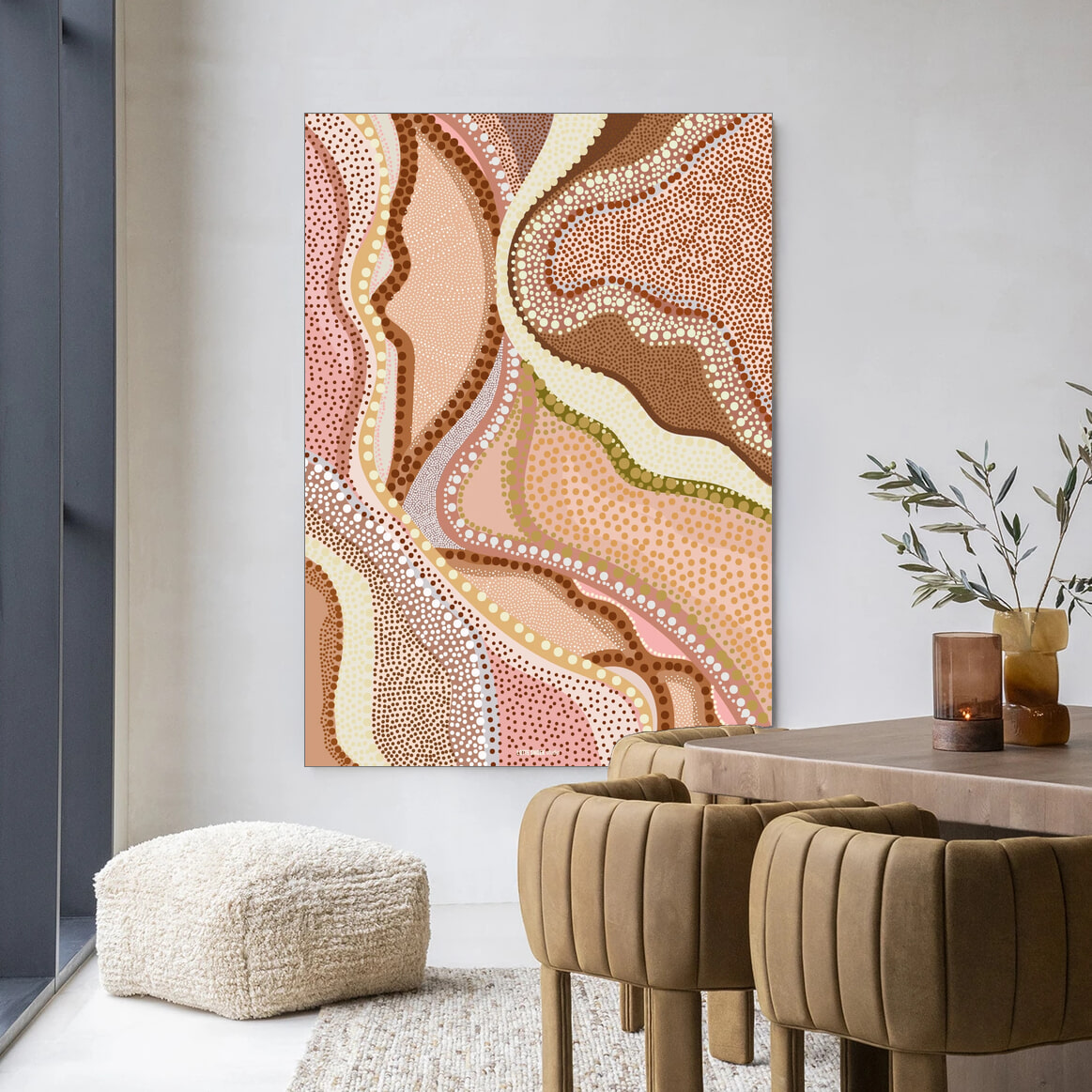 Urban Cotton Wandkleed 'Vague' in maat en frame naar keuze