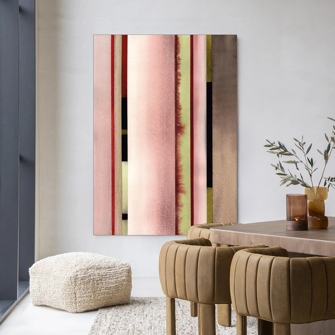 Urban Cotton Wandkleed 'Vertical Rose' in maat en frame naar keuze