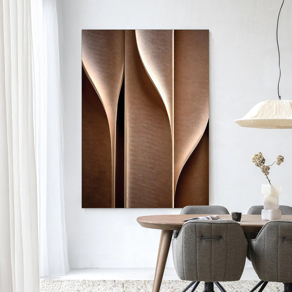 Urban Cotton Wandkleed 'Whispering Curves' 80 x 110cm in Frame  - black