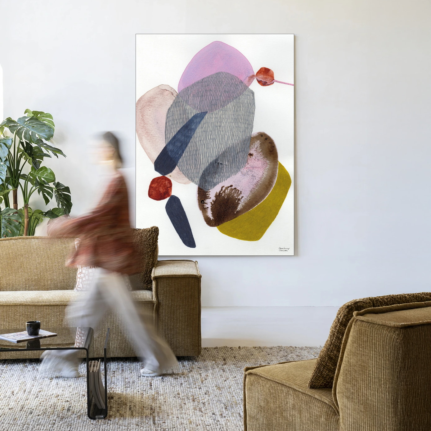 Urban Cotton Wandkleed 'Wings' 110 x 145cm in Frame - black