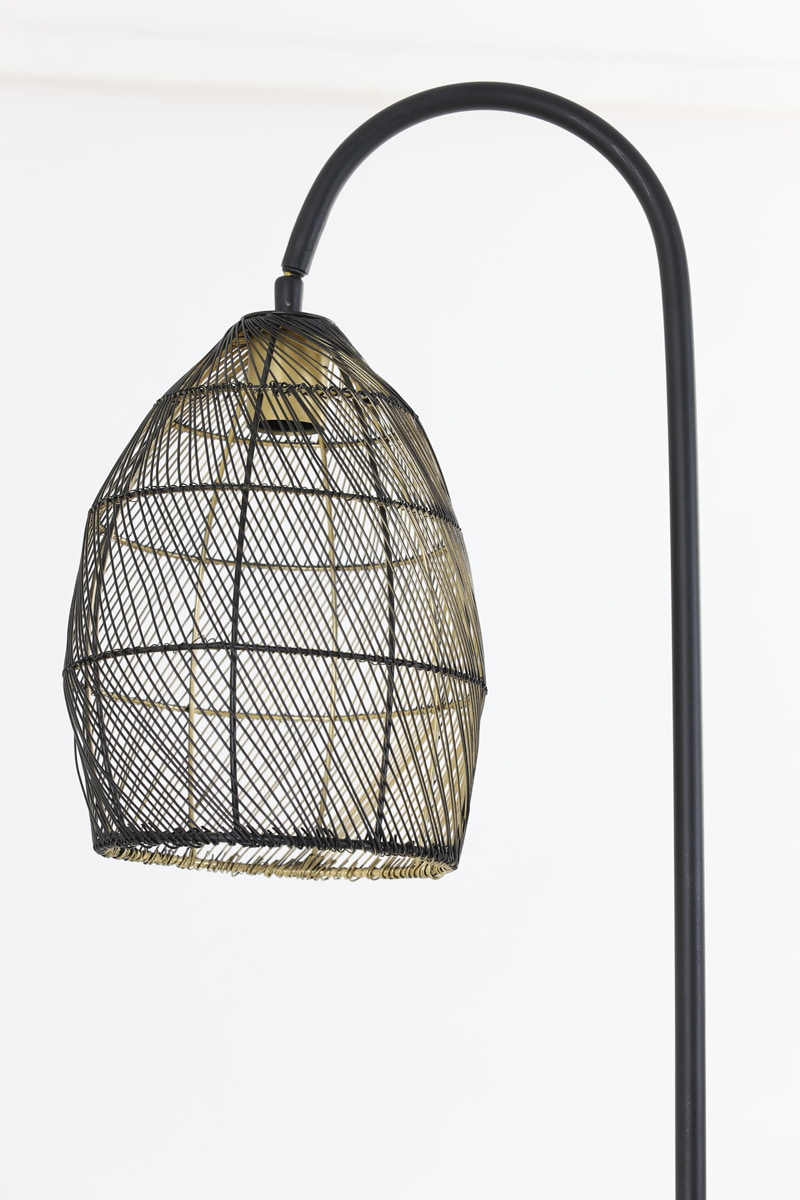 Light & Living Vloerlamp 'Meya', mat zwart+goud
