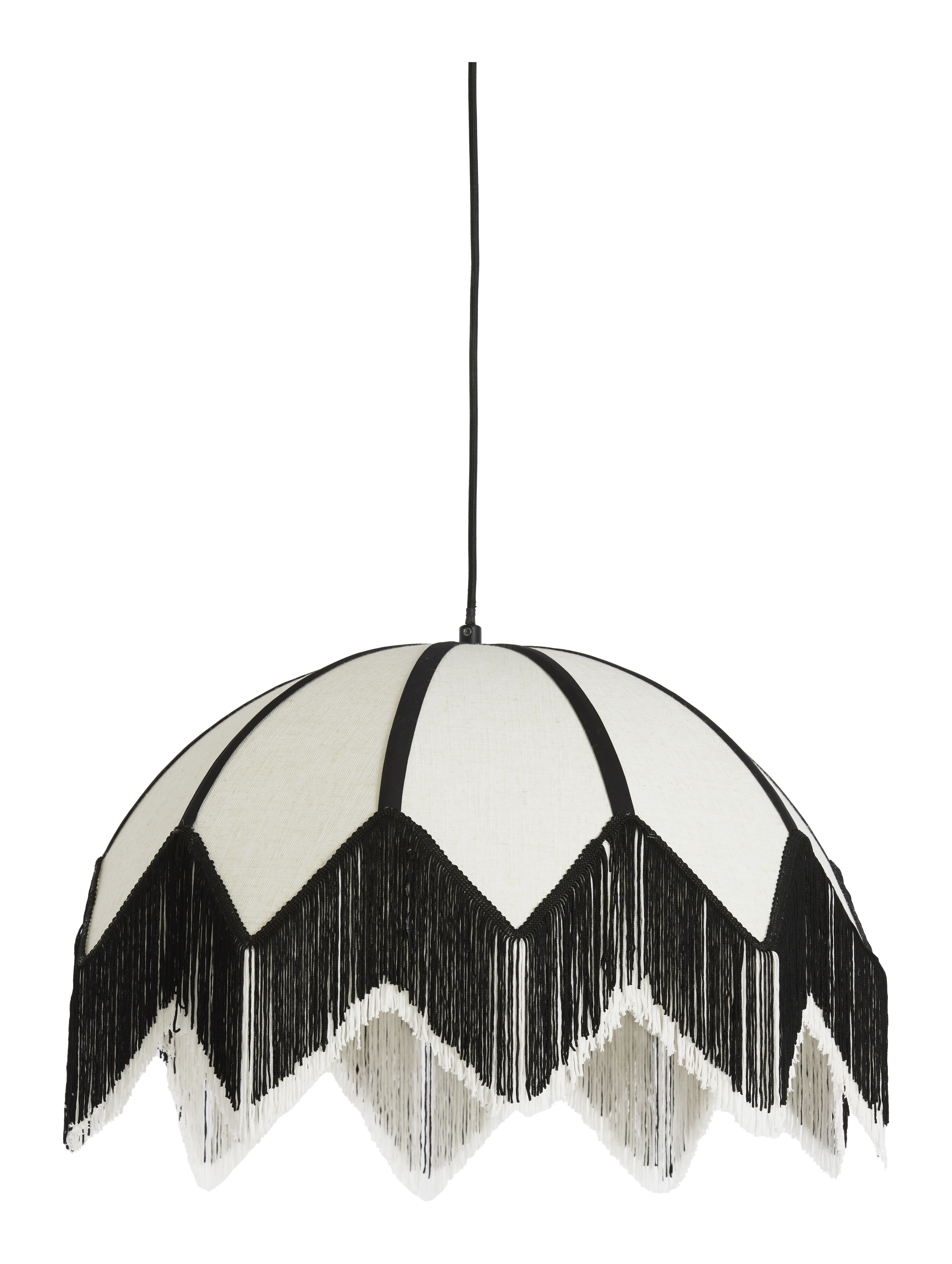 Light & Living Hanglamp Sulina Linnen, 55cm - Wit/Zwart