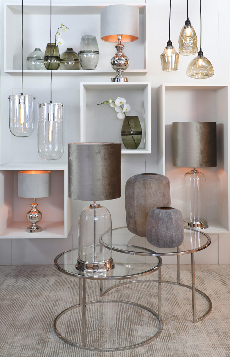 Light & Living Salontafel 'Duarte' Set van 2 stuks, nikkel+glas