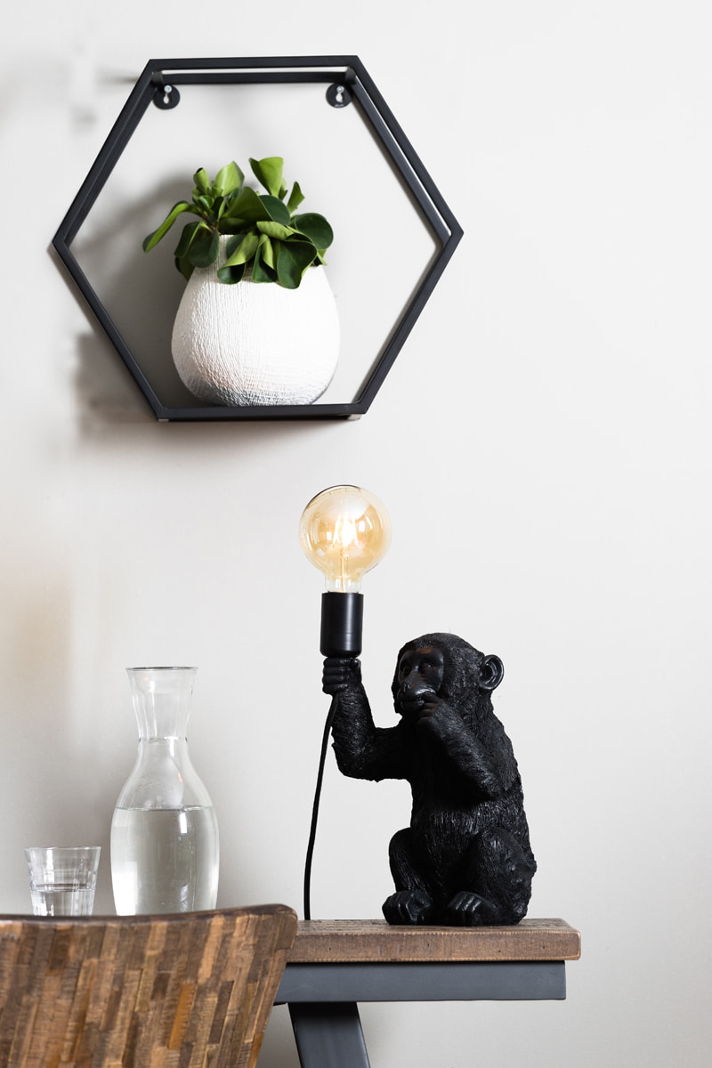 Light & Living Tafellamp 'Monkey' 34cm, kleur Zwart