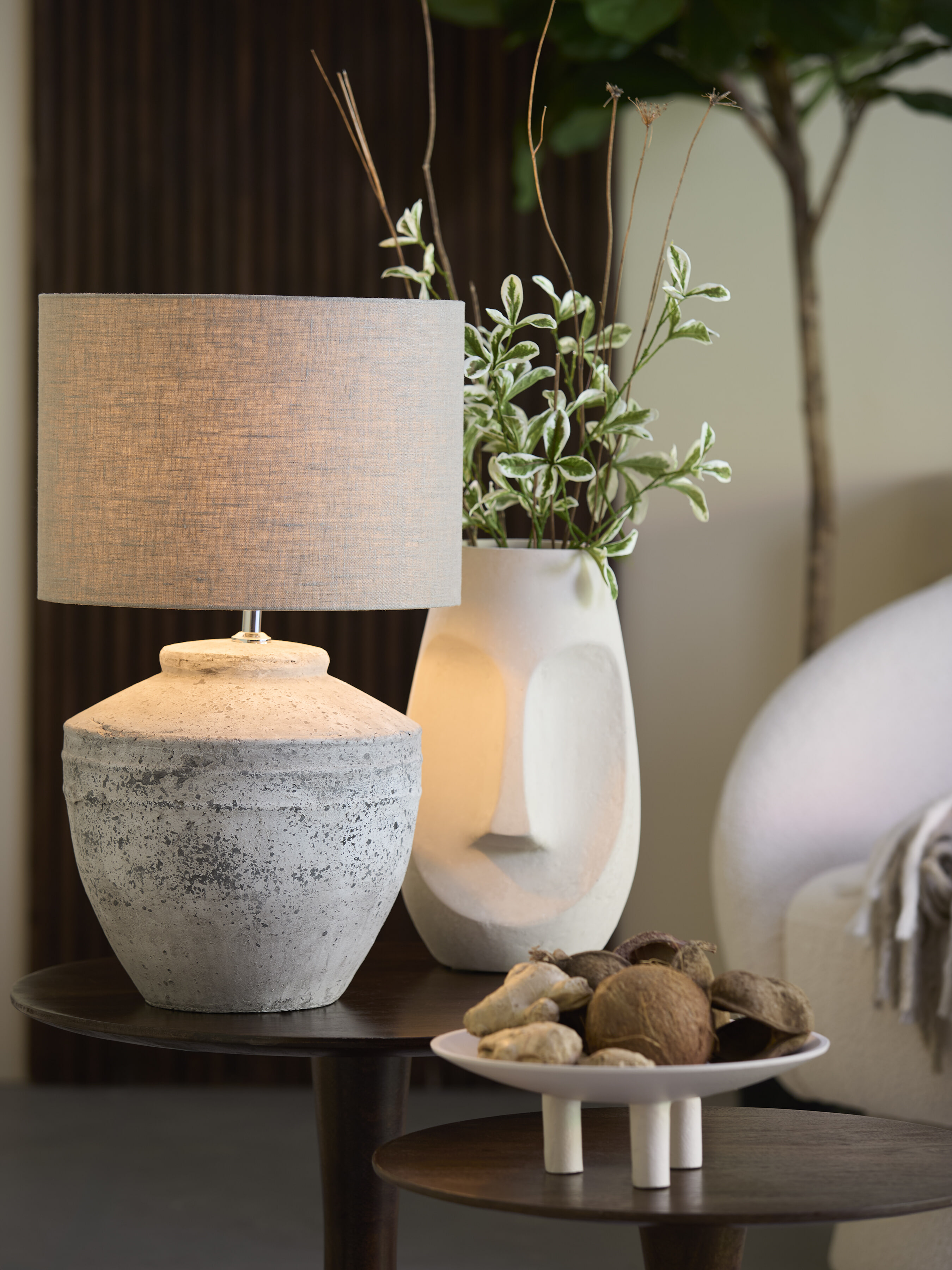 Light & Living Tafellamp 'Toba' 40cm, kleur Antiek Grijs (excl. kap)