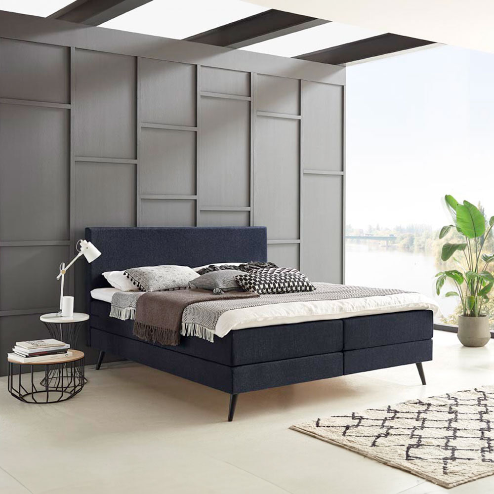 Boxspring 'Nora' kleur donkerblauw - 160 x 200 cm