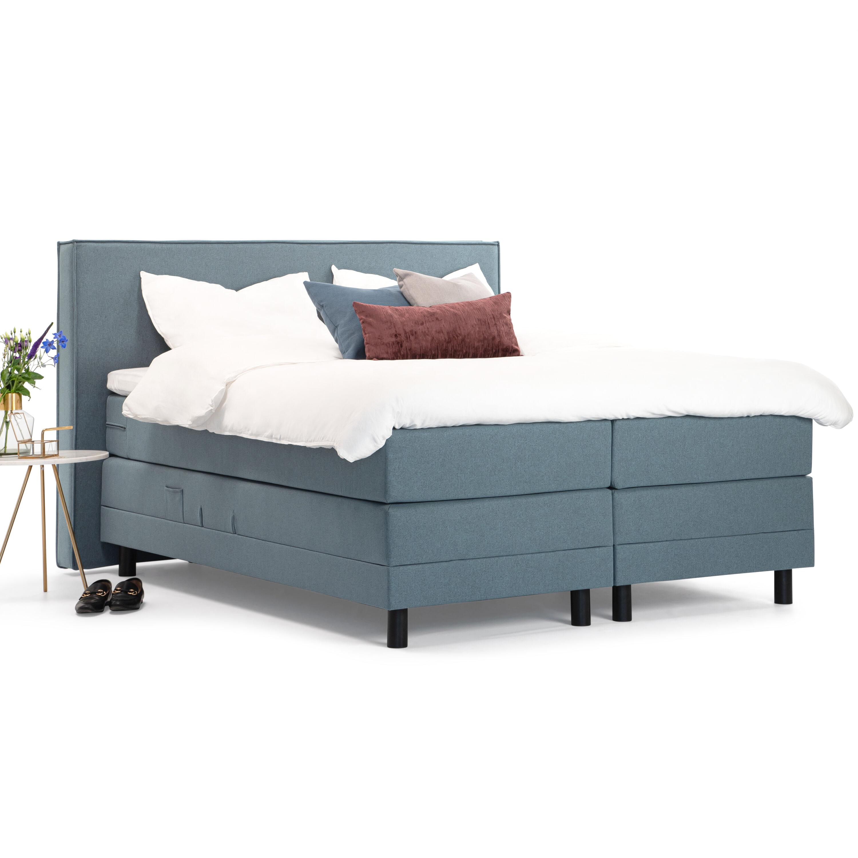 Sohome Boxspring 'Suzan'-Grijs-blauw-140 x 200 cm-Vlak Sohome Boxspring 'Suzan'-Grijs-blauw-140 x 200 cm-Vlak