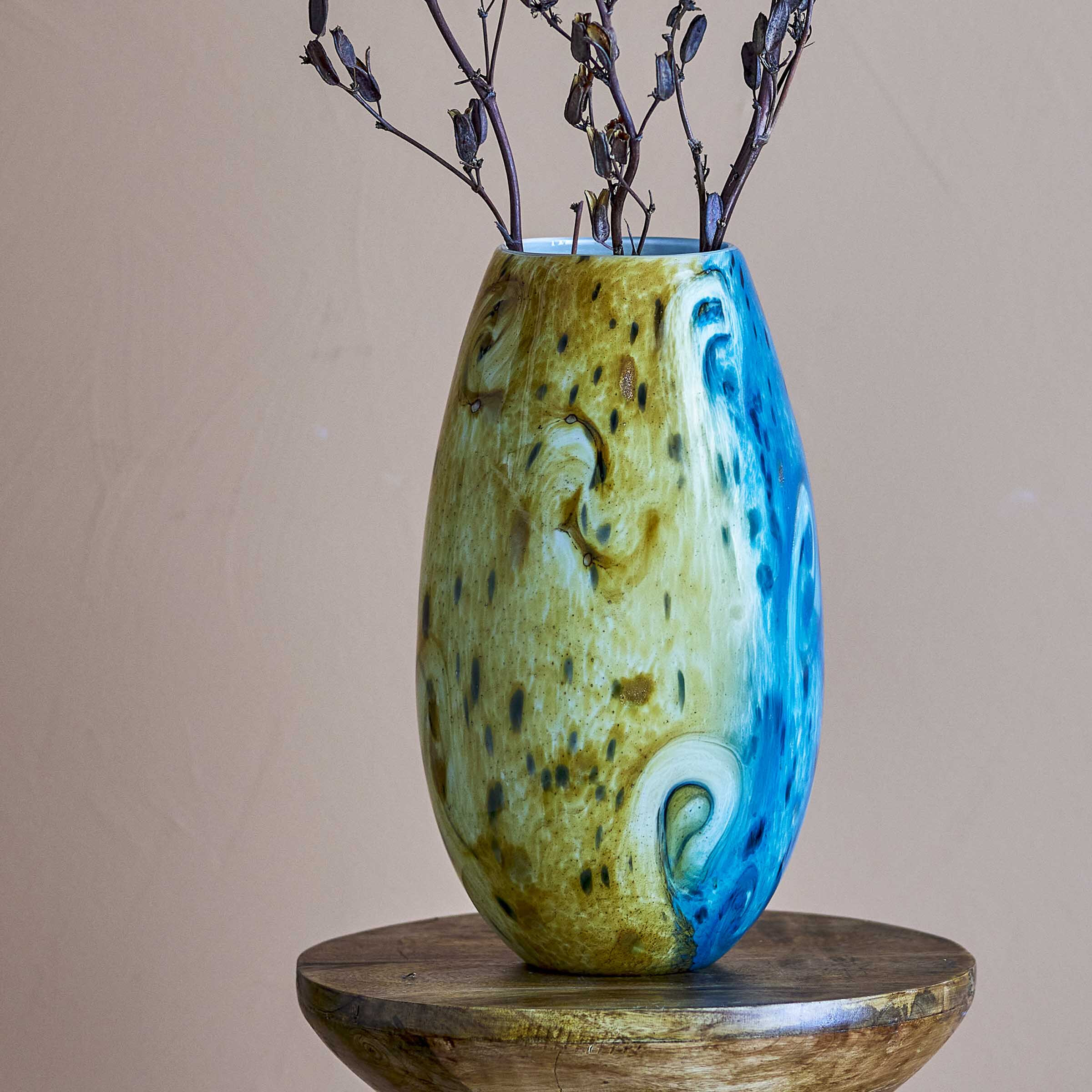 Bloomingville Vaas Kalian Glas, 30cm hoog - Blauw