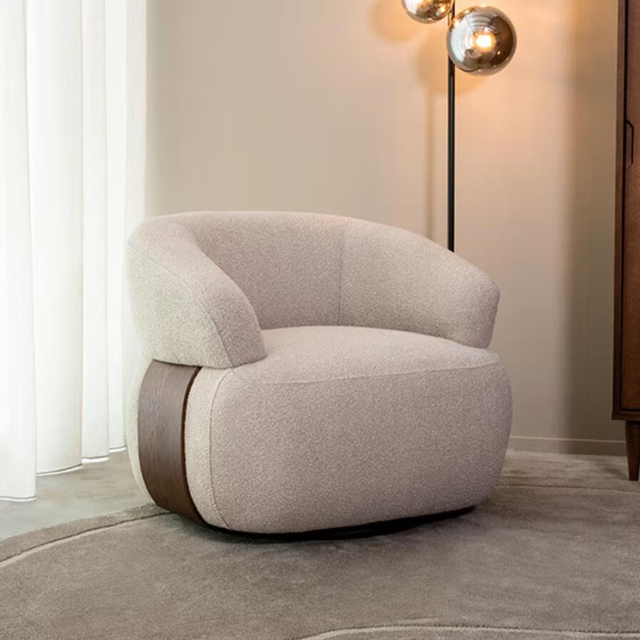 LABEL51 Draaifauteuil 'Valenza' Bouclé en Eiken