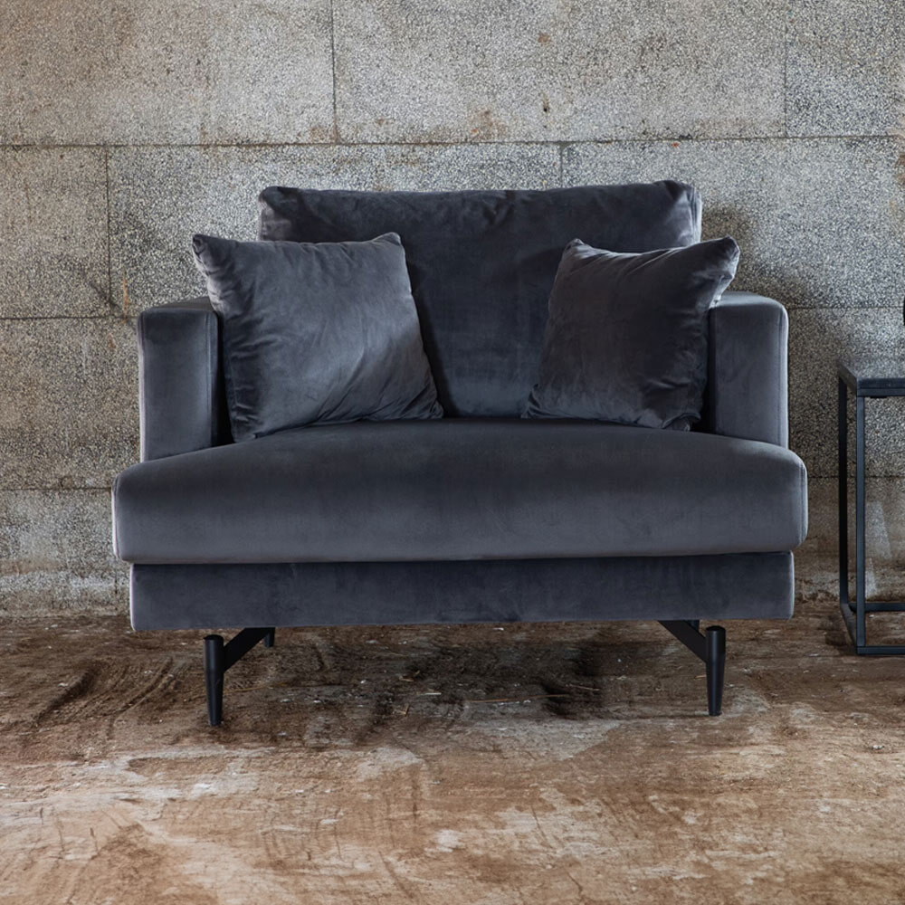 Nohr Fauteuil 'Tamora' Velvet, kleur Donkergrijs