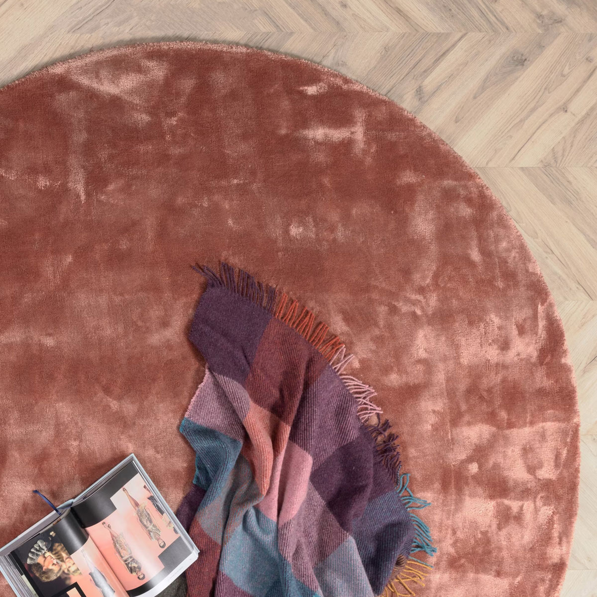 Nohr Rond Vloerkleed 'Cherelle' 200cm, kleur Roze