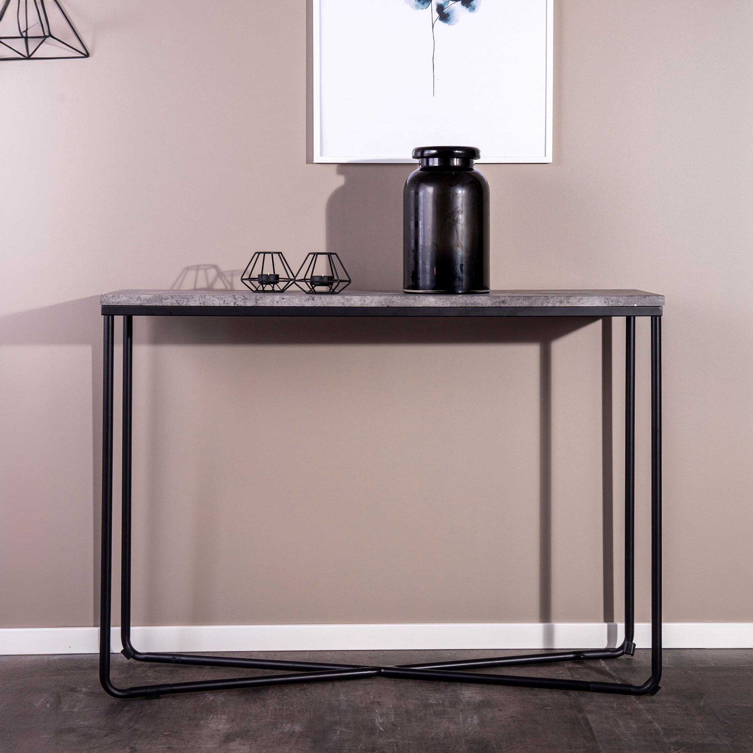 Nohr Sidetable 'Nesa' Betonlook, 110cm, kleur Donkergrijs