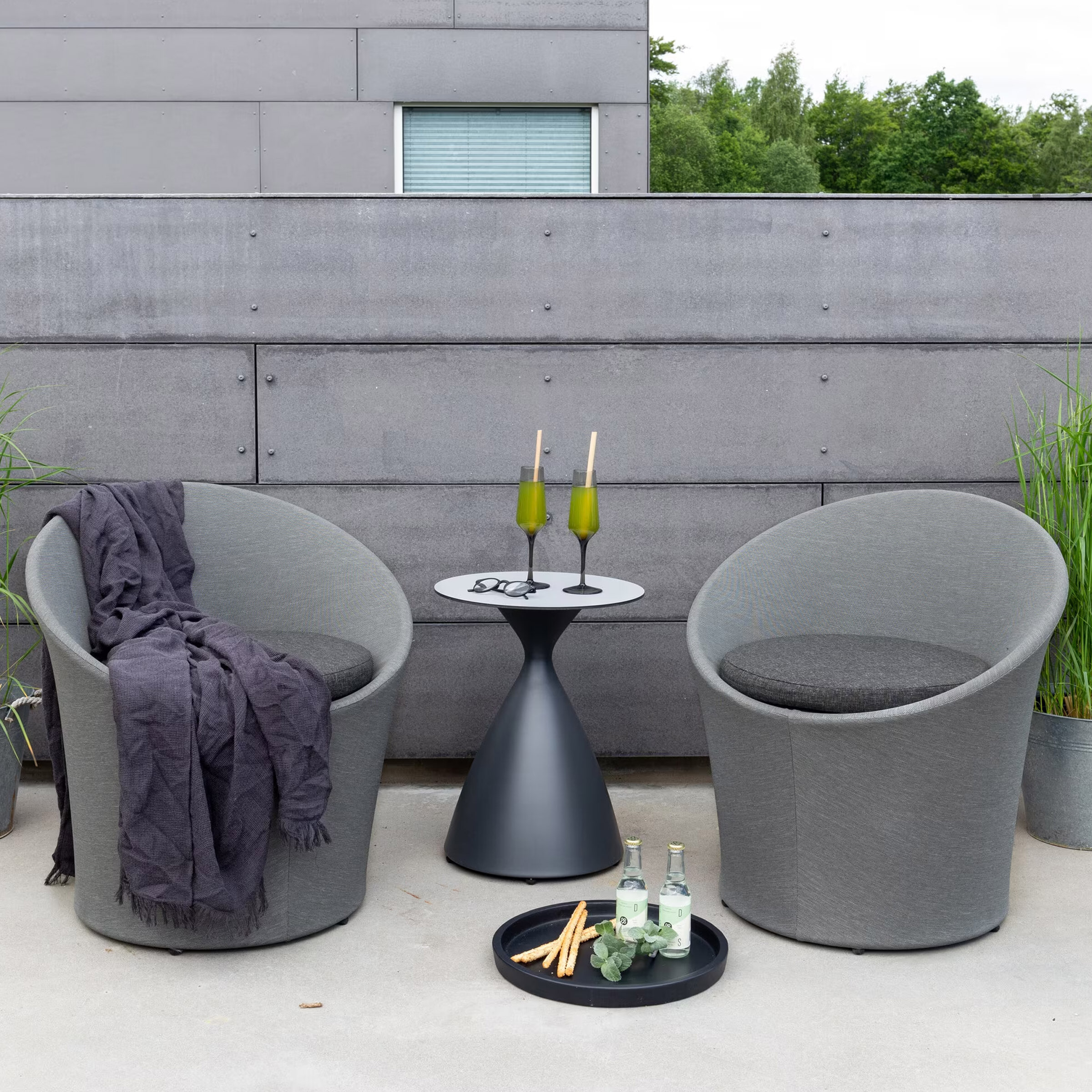 Nohr Loungeset 'Felica' Met 2 stoelen en tafel, kleur Zwart/Grijs