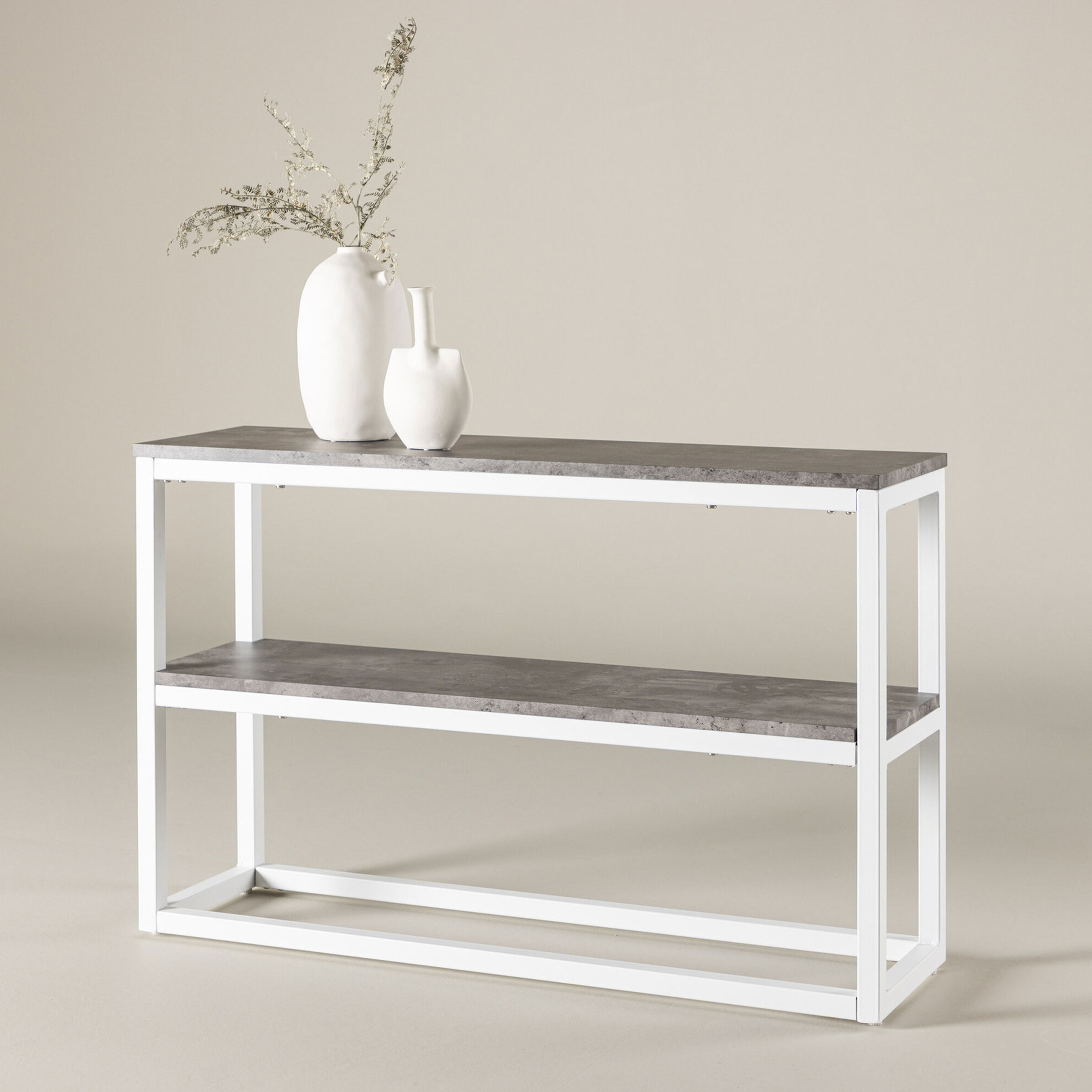 Nohr Sidetable 'Ram' Betonlook, 110cm, kleur Wit