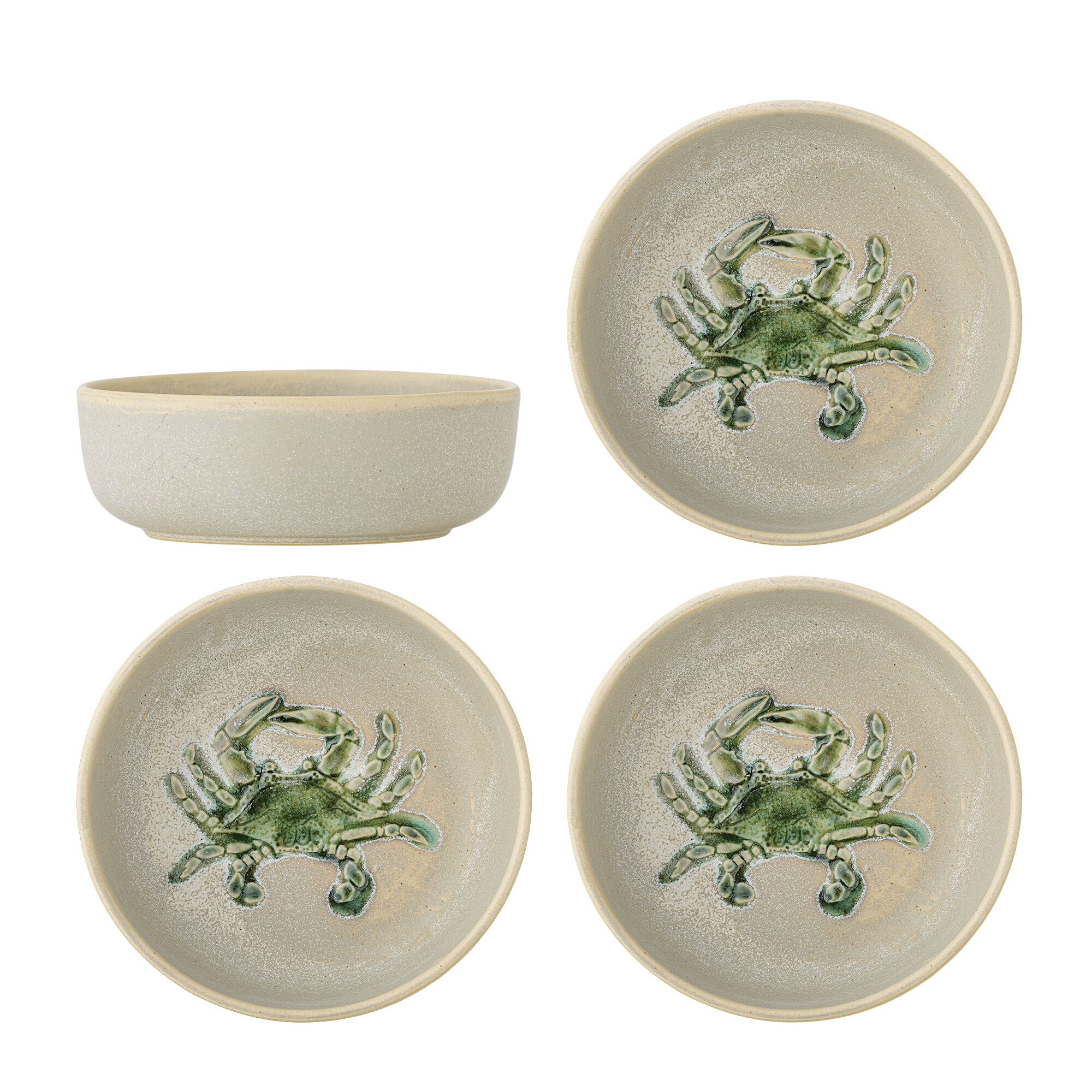 Bloomingville Schaal Hadden Krab, Set van 4 stuks - Groen