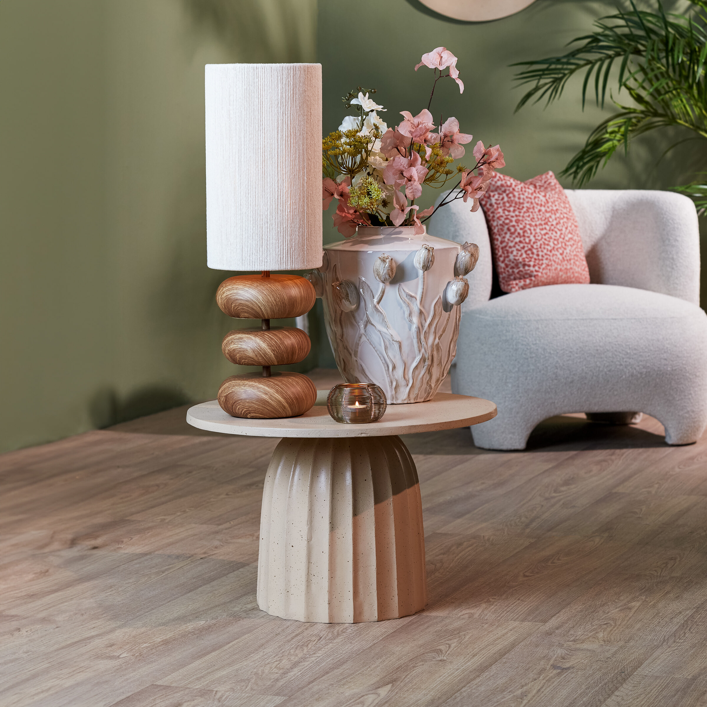 Light & Living Ronde Bijzettafel 'Veglia' 60cm, kleur Zand
