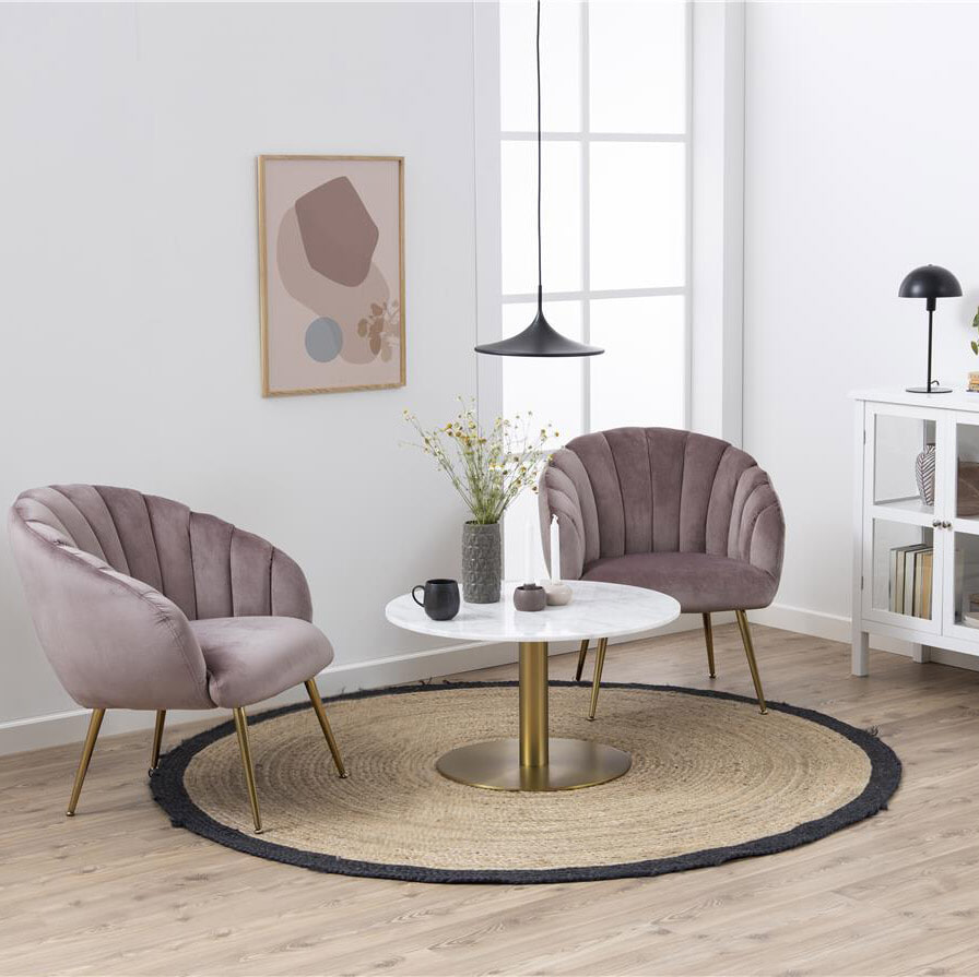 Bendt Ronde Salontafel 'Naima' wit Marmer/Brass, 80cm