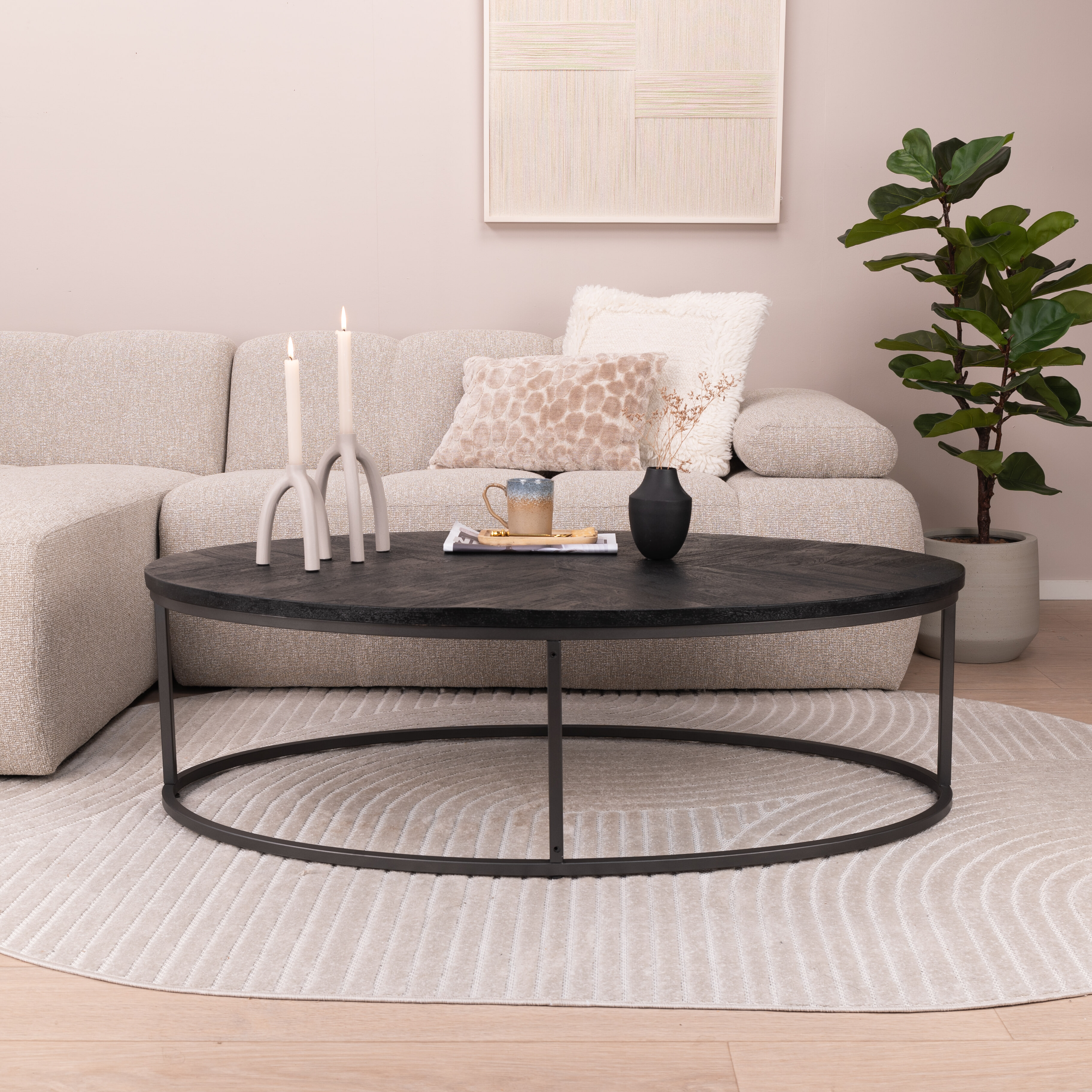 Tower Living Salontafel Viola Ovaal, 135 x 75cm - Zwart