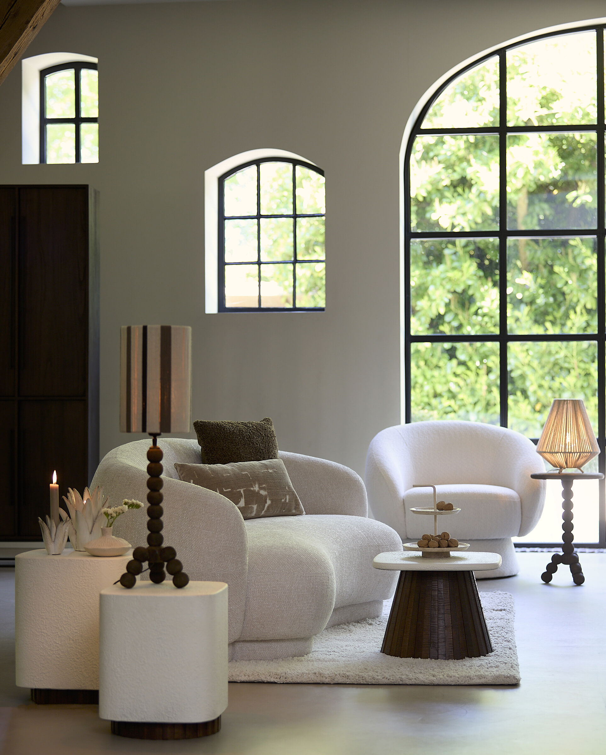 Light & Living Organische Bank 'Uvita' Chenille, 191cm, kleur Crème