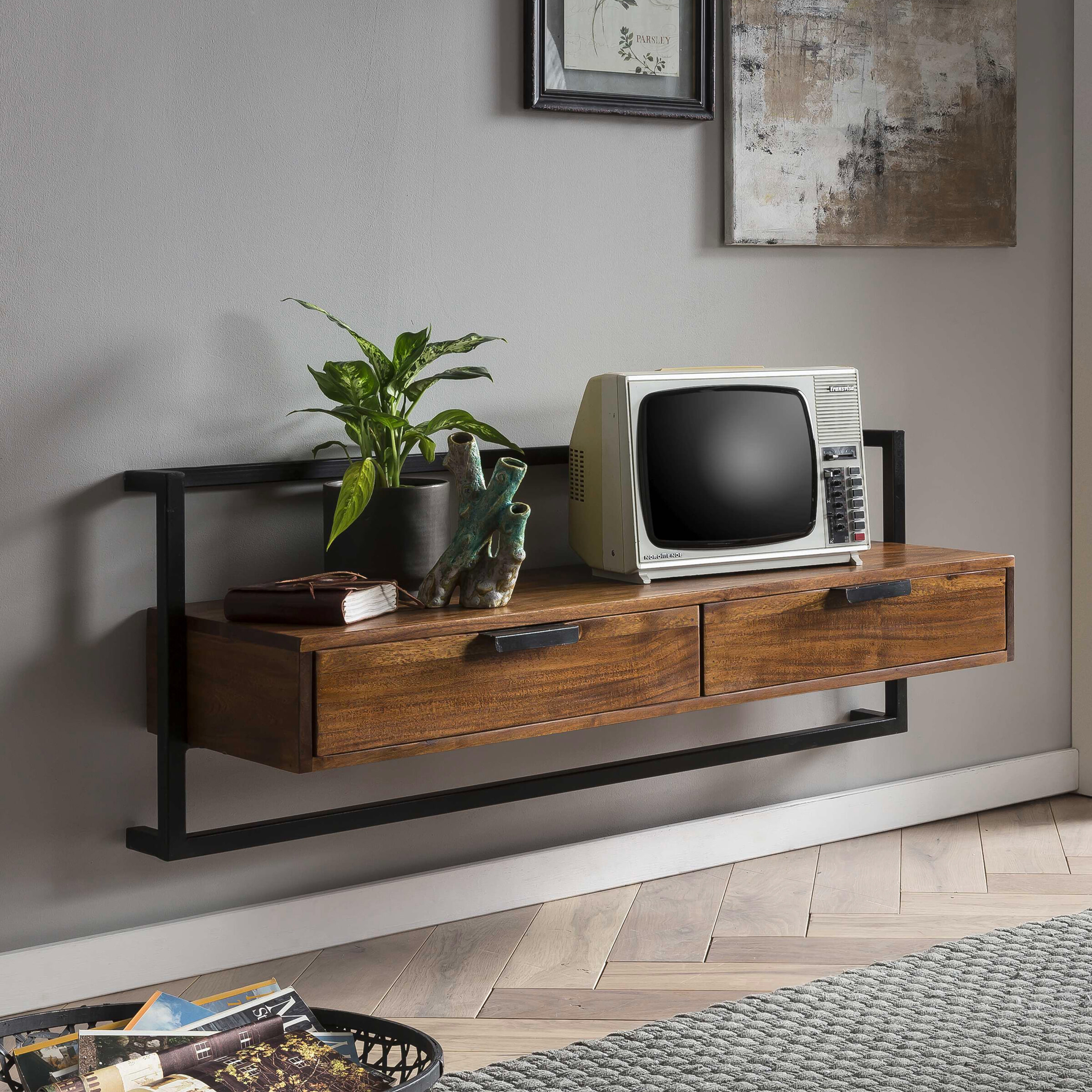Artistiq Hangend TV-meubel Rebbie Mangohout, 120cm - Bruin