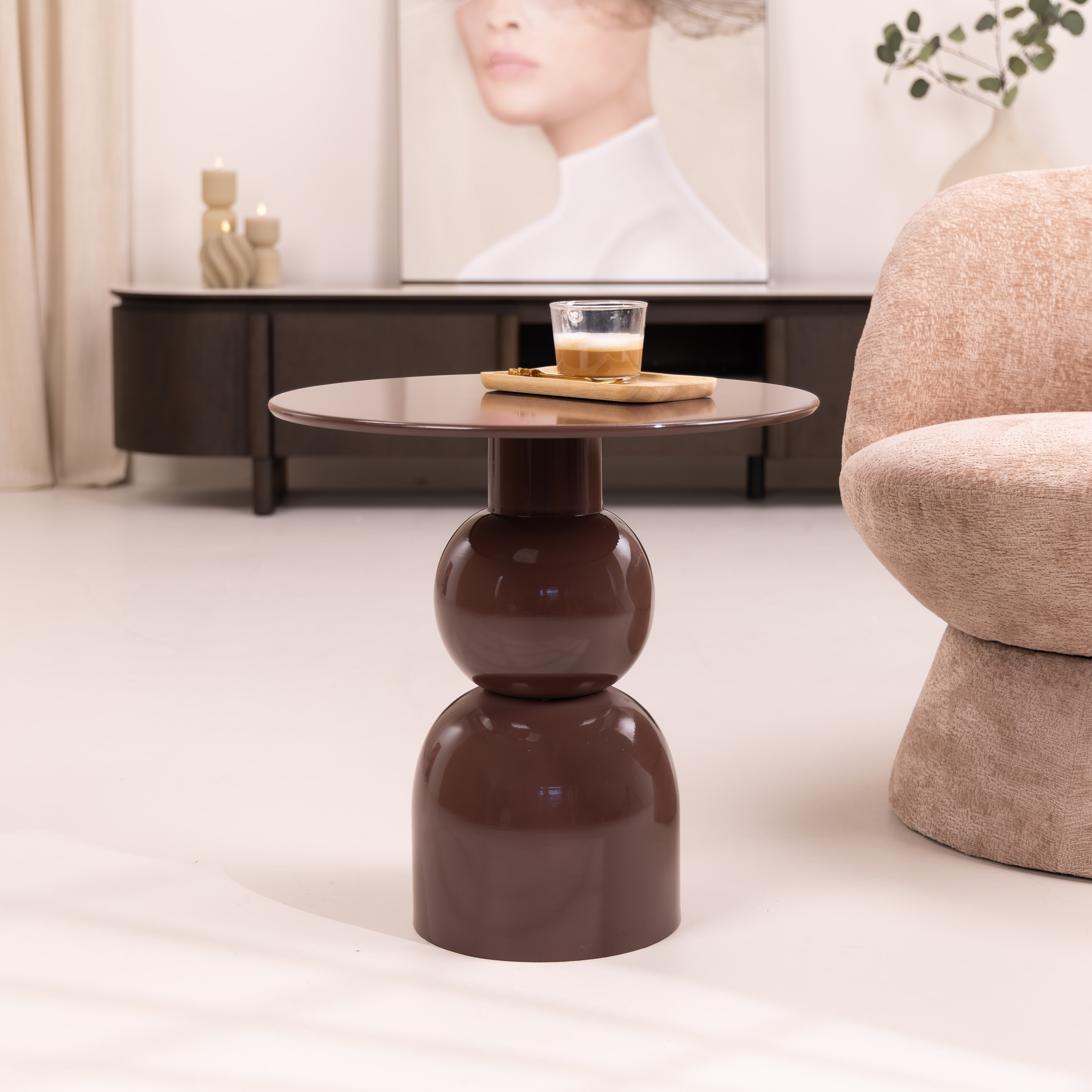 Brix Ronde Bijzettafel 'Wes' 50cm, kleur Roest