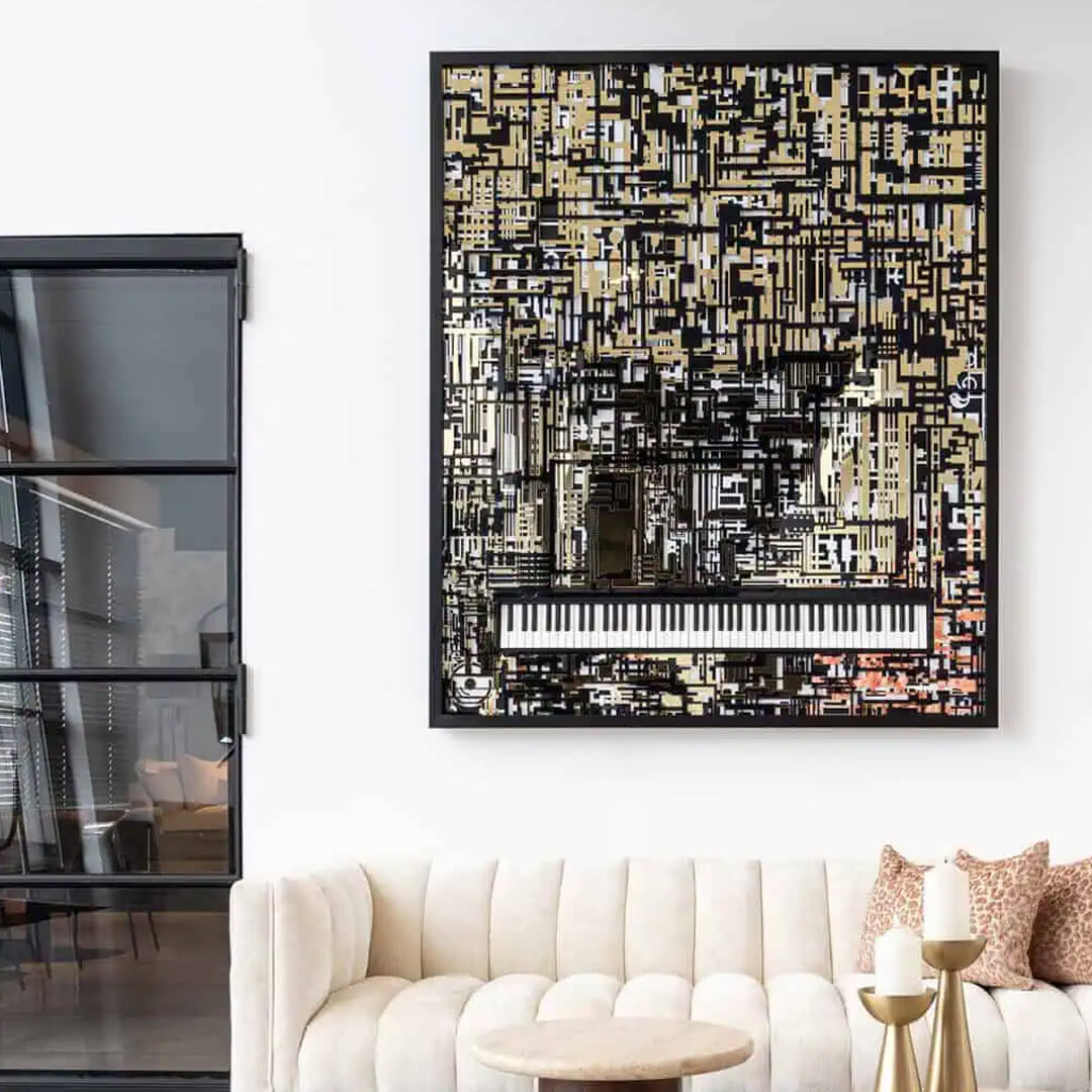Richmond Wall Art Piano Wibi - Zwart