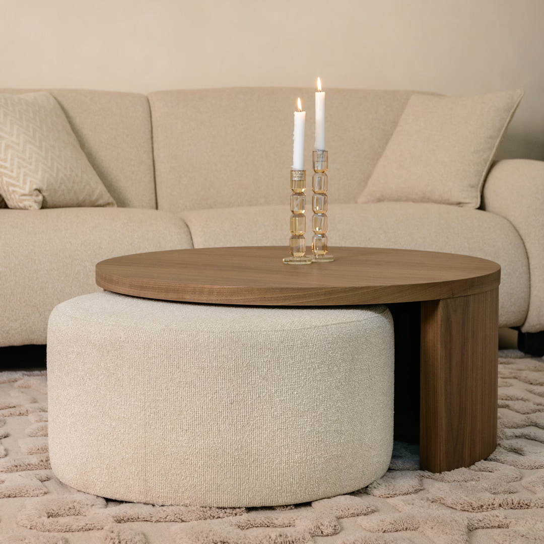 Richmond Salontafel Windsor Set van 2 stuks, 90cm - Walnut - Rond