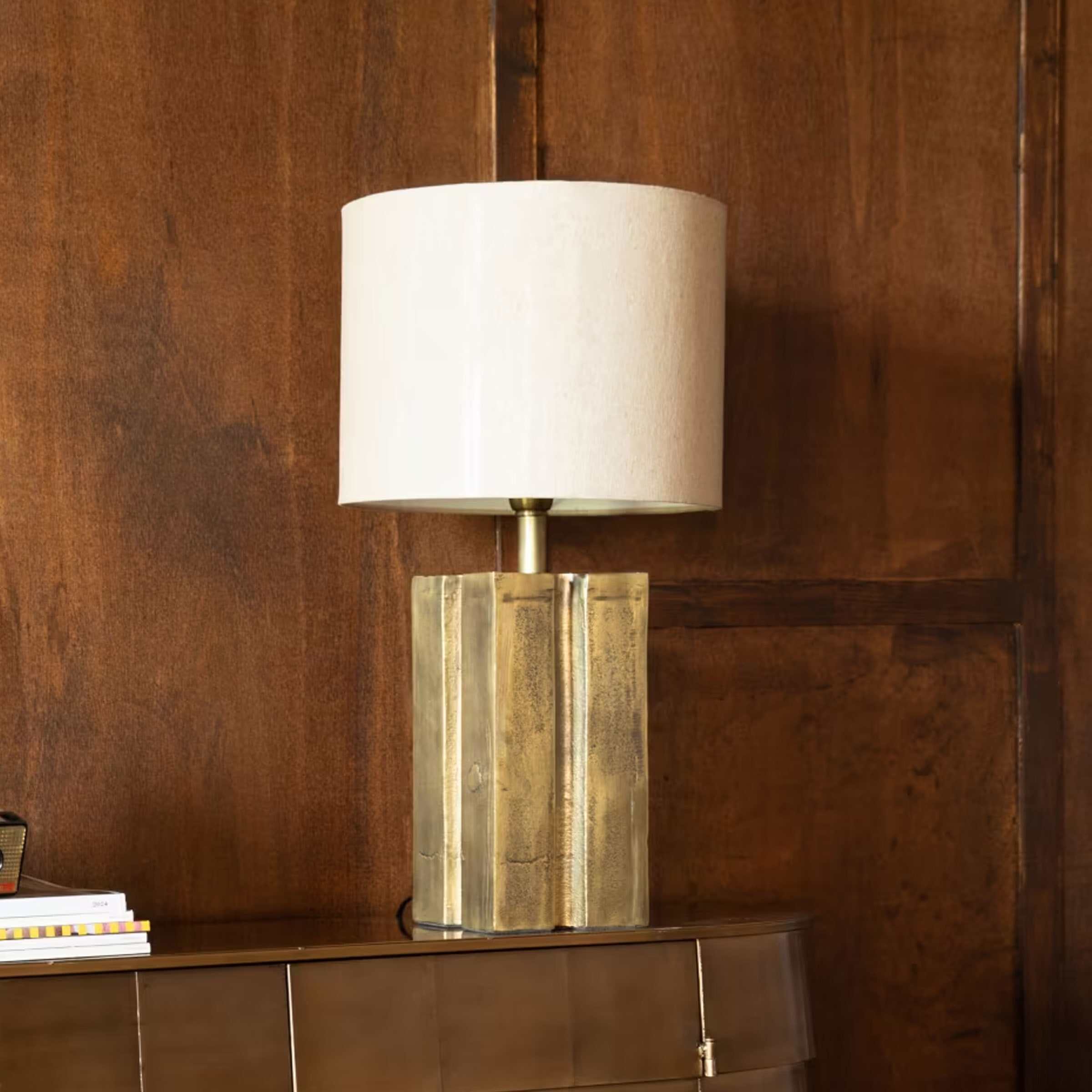 Dutchbone Tafellamp Roc Linnen, 62cm hoog - Wit