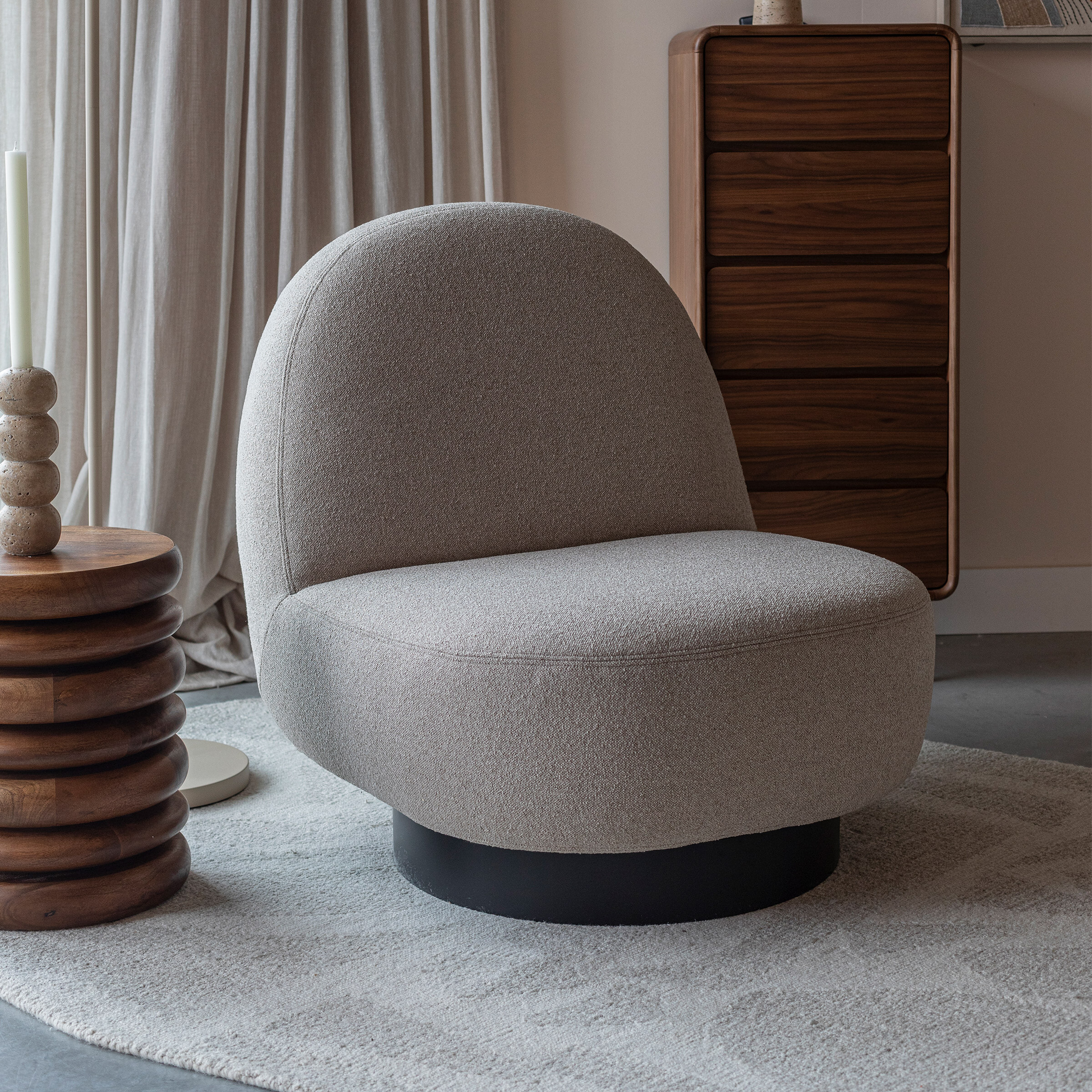 Zuiver Draaifauteuil 'Eden' kleur Cappuccino