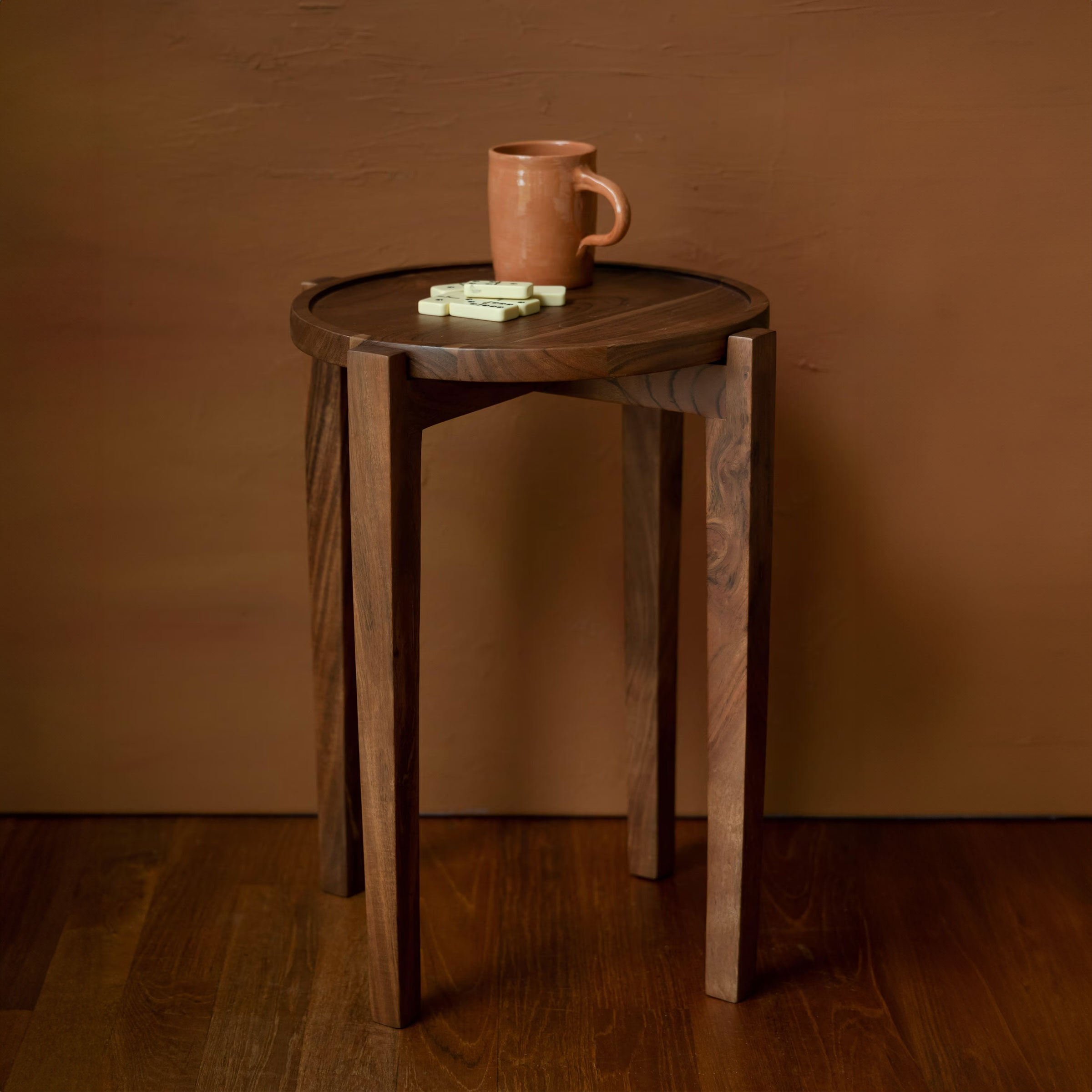 Dutchbone Bijzettafel Shane Acaciahout, 40cm - Bruin - Rond