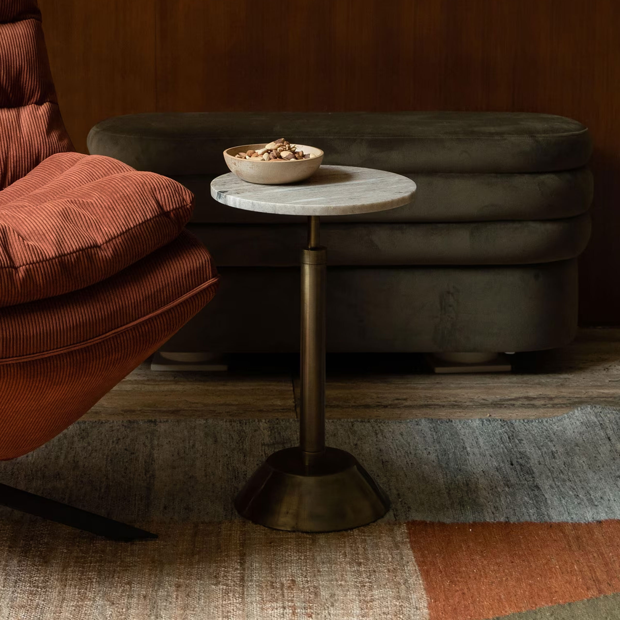 Dutchbone Bijzettafel Sana Marmer, 30cm - Wit - Rond