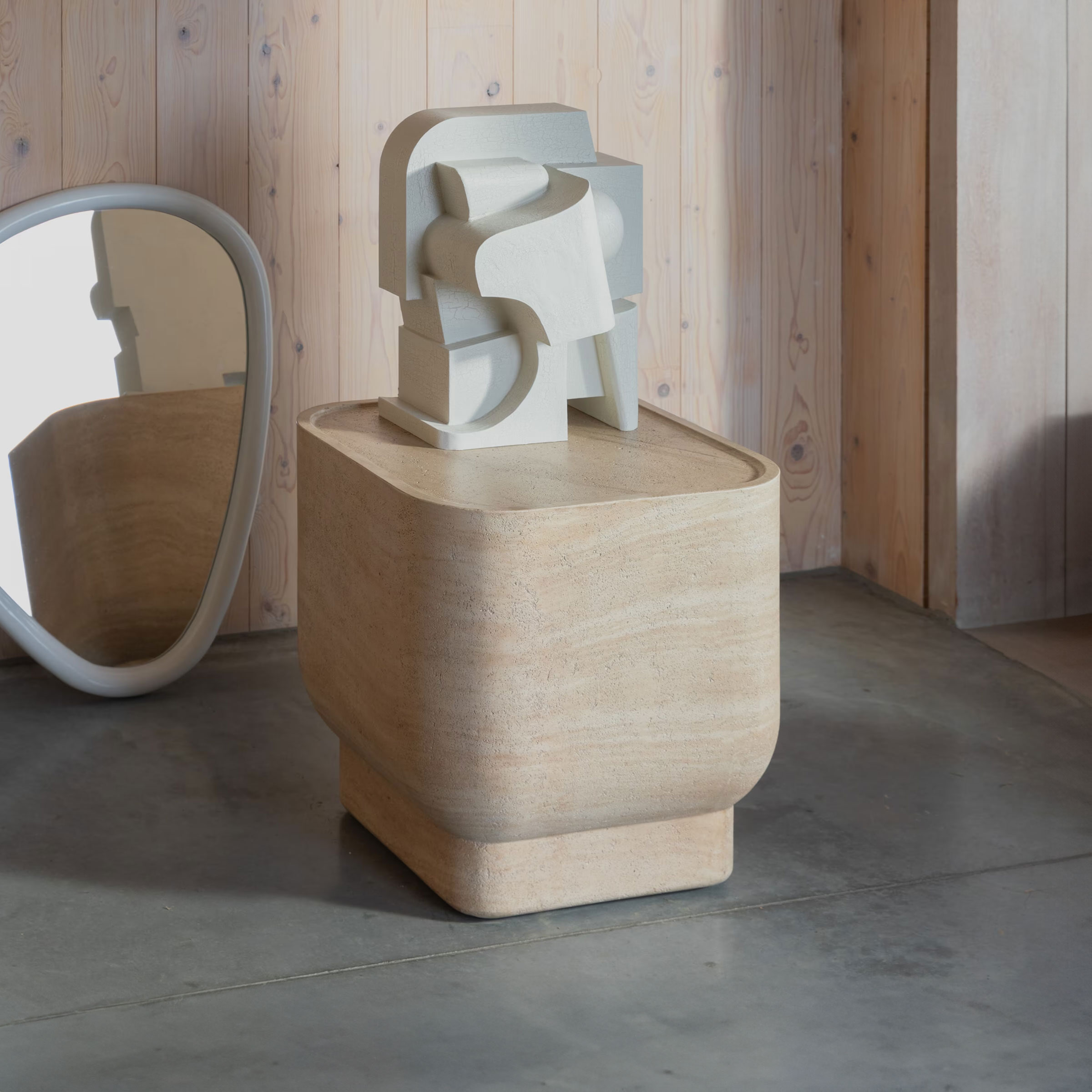 Zuiver Vierkante Bijzettafel Noble Travertinlook, 45 x 45cm - Beige