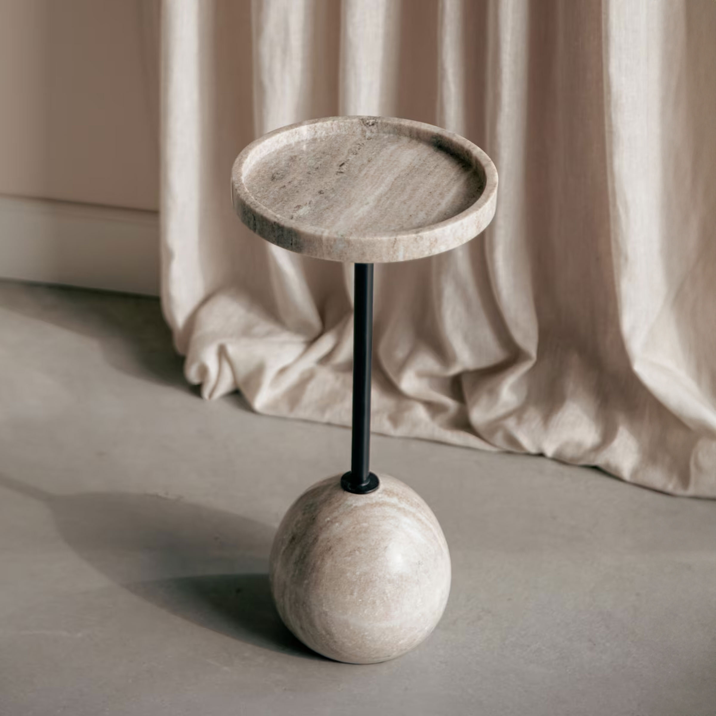 Zuiver Ronde Bijzettafel Cocktail Marmer, 25cm - Grijs