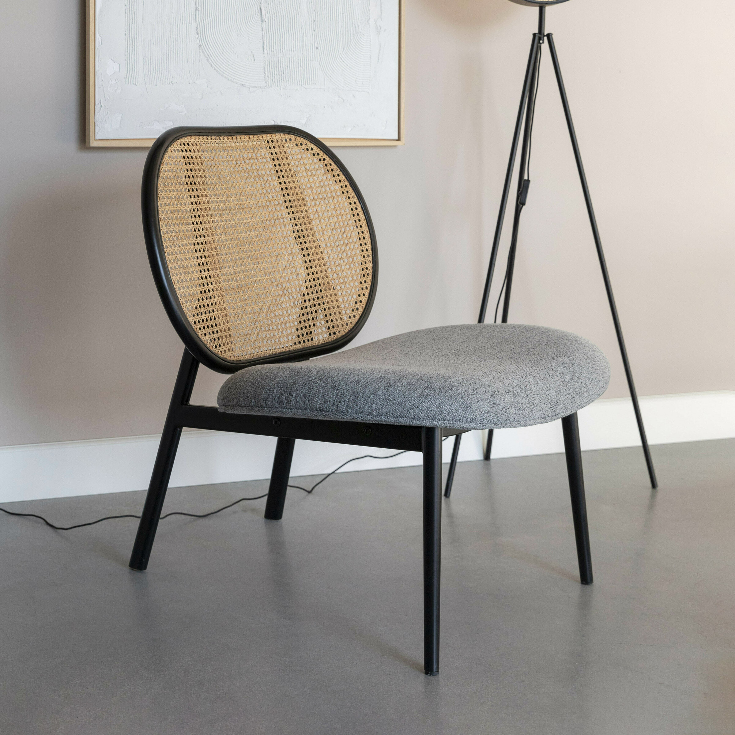 Zuiver Fauteuil 'Spike' Rotan en stof