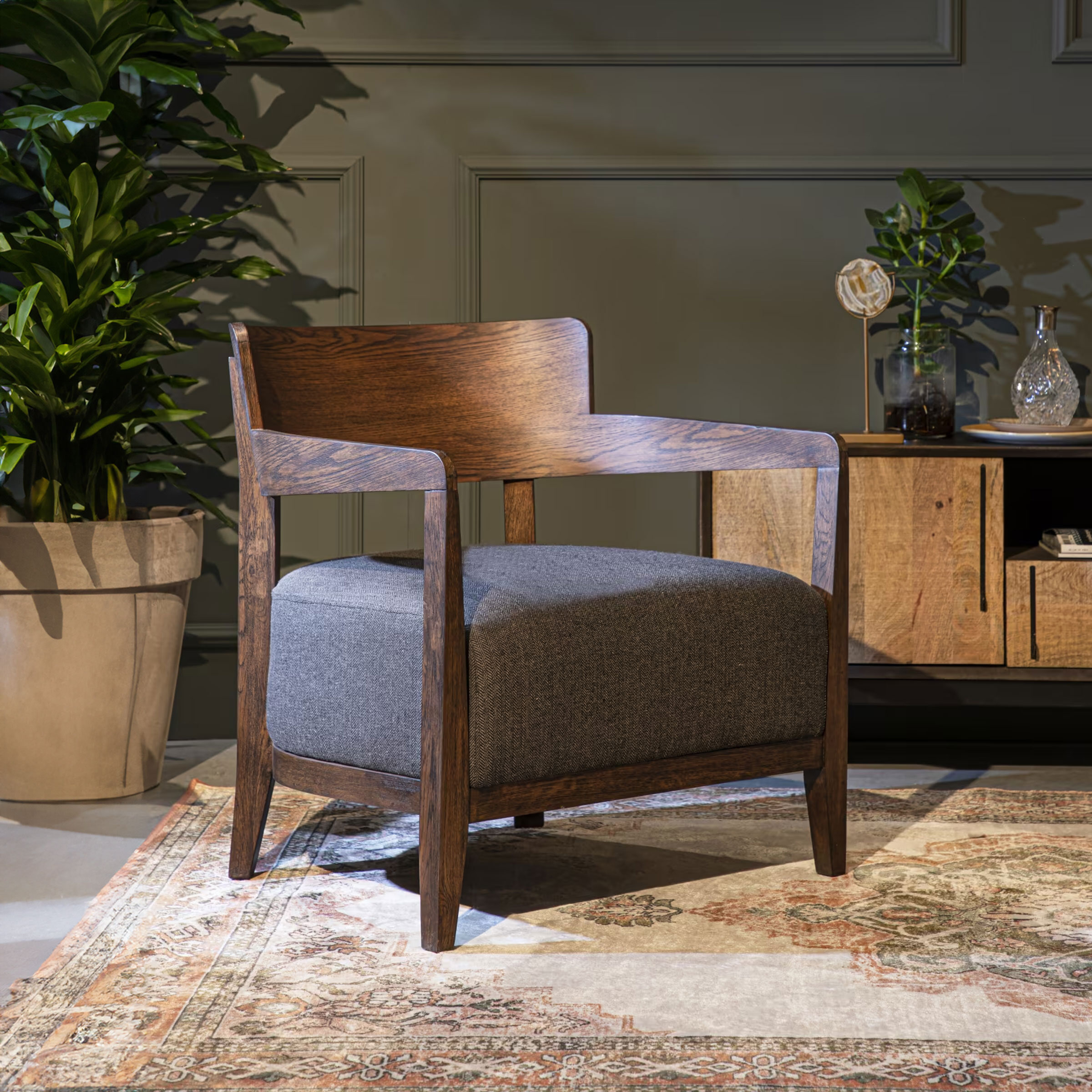 Dutchbone Fauteuil Duran - Grijs - Japandi