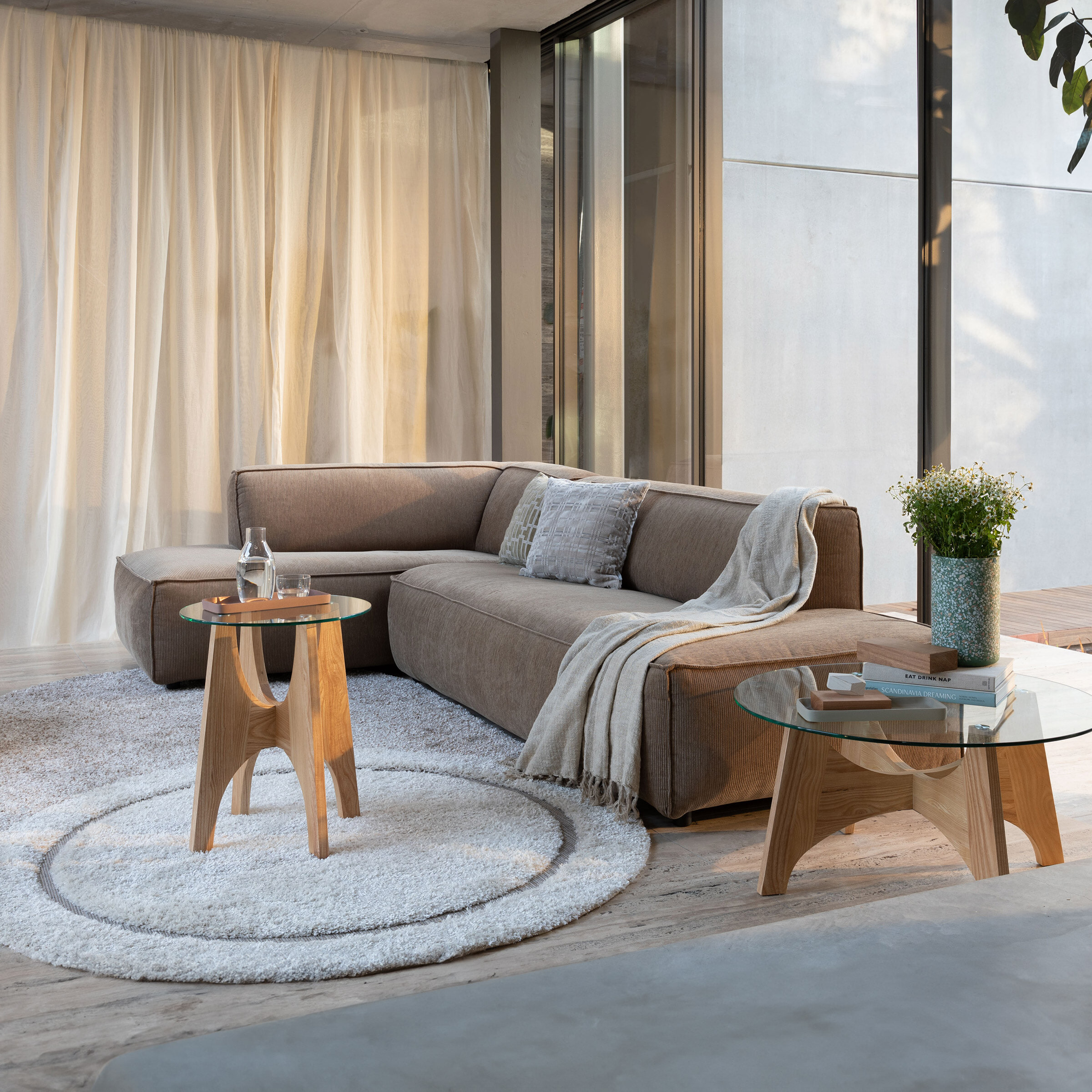 Zuiver Loungebank 'Fat Freddy' Rib, kleur Caramel