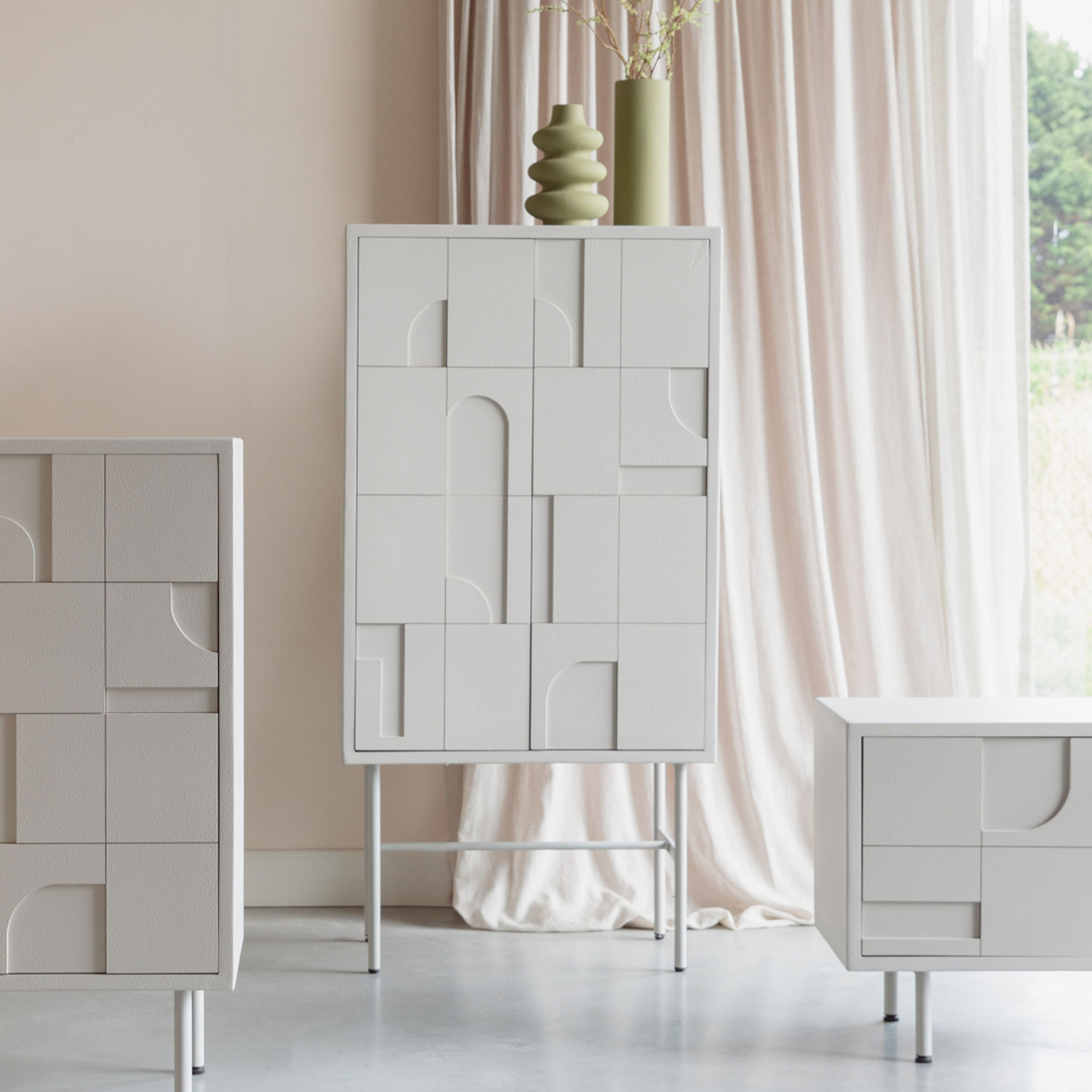 ZILT Opbergkast Tawna MDF, 100 x 70cm - Beige