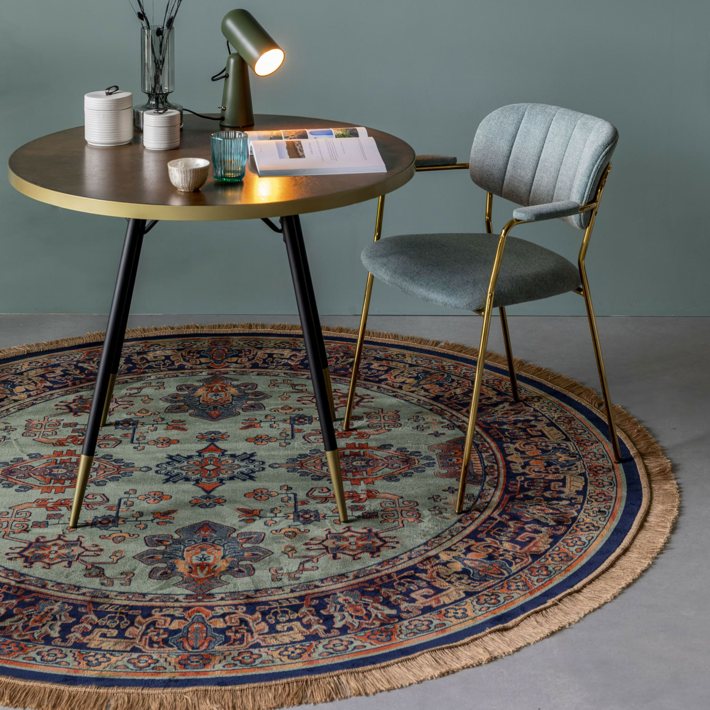ZILT Rond Vloerkleed 'Boog' 200cm, kleur Groen