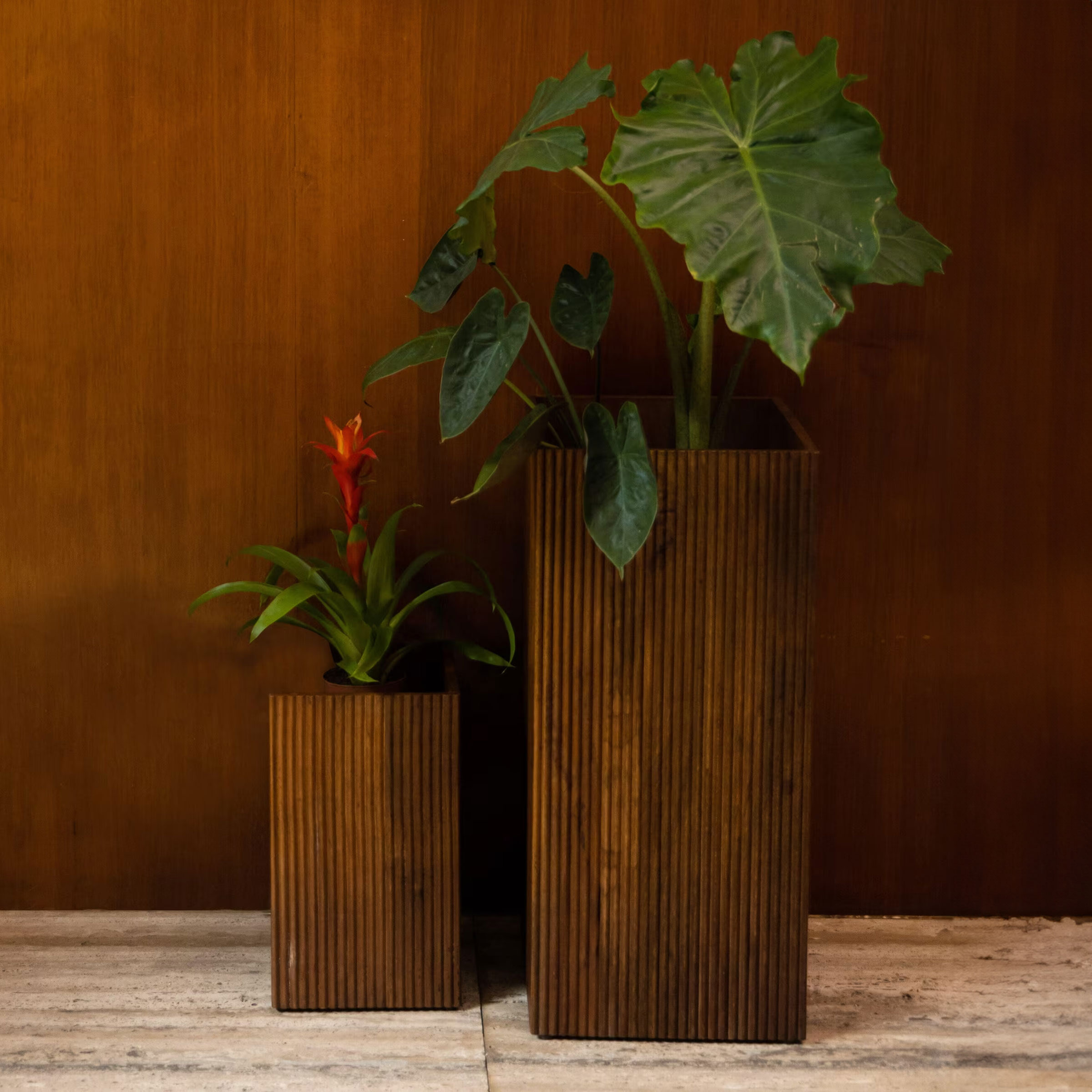 Dutchbone Plantenstandaard 'Ribble' Mangohout, Set van 2 stuks