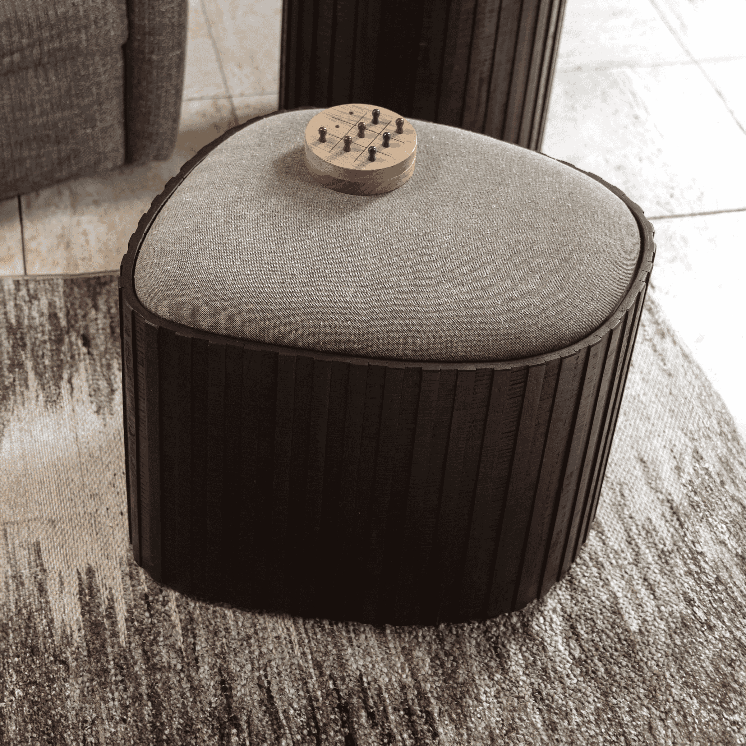 Dutchbone Poef 'Bay Low' Met opbergruimte, Teakhout