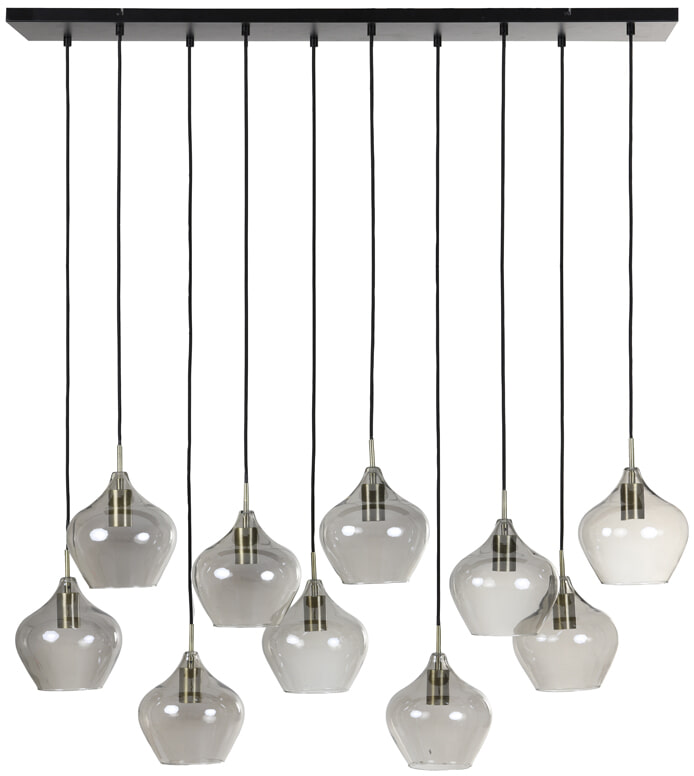 Light & Living Hanglamp 'Rakel' 10-Lamps, kleur Antiek Brons / Smoke