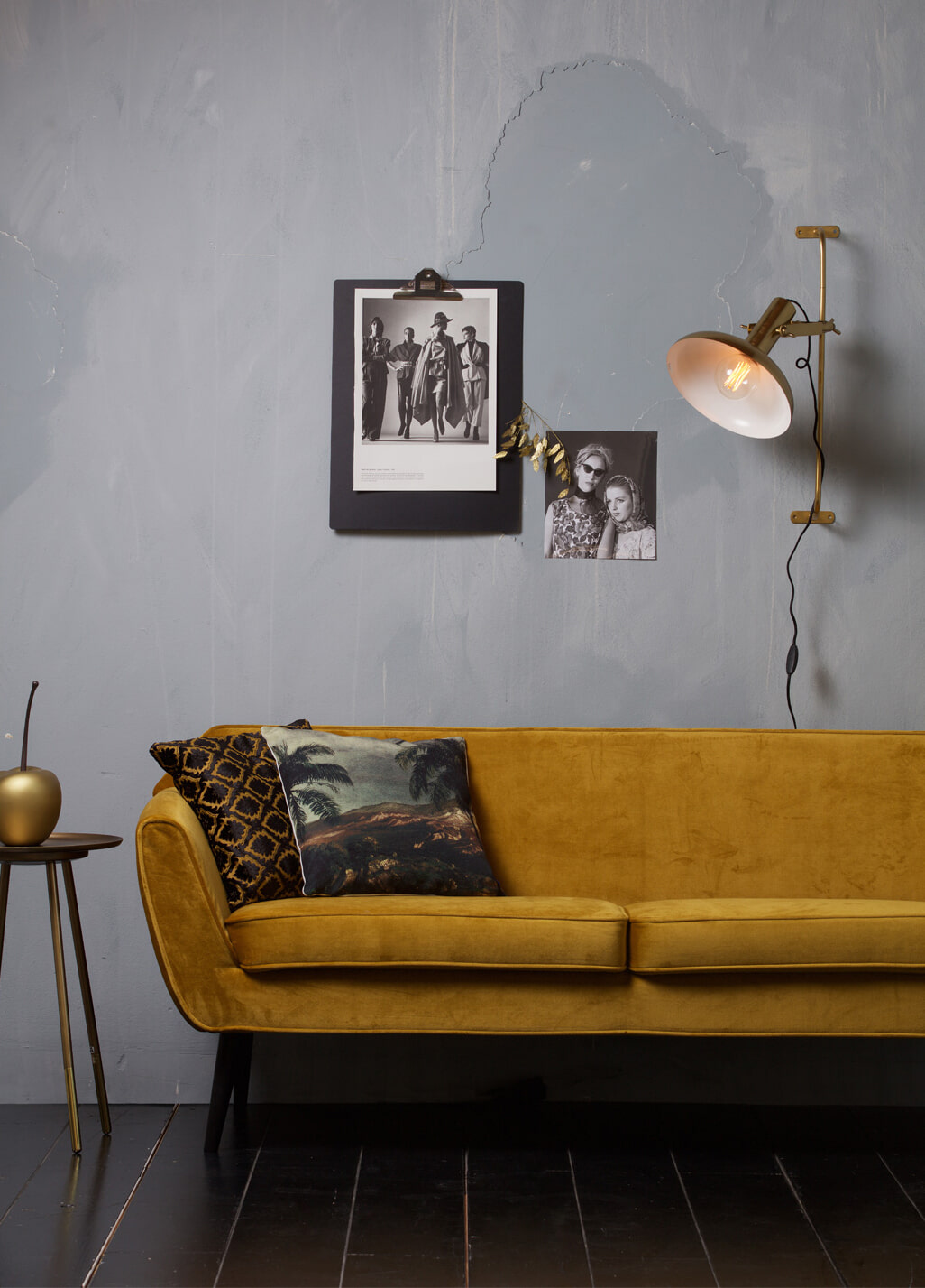 WOOOD 2-zits Bank 'Rocco' Velvet, kleur Okergeel