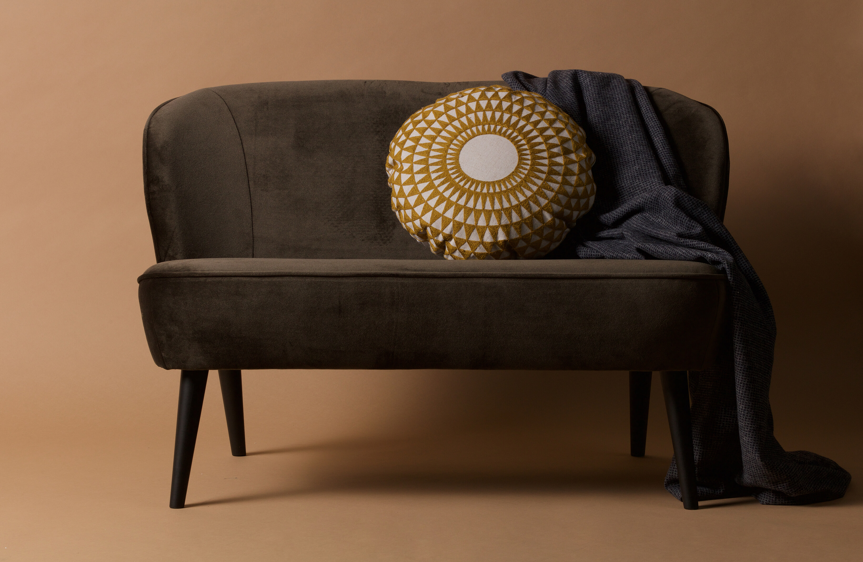 WOOOD Bankje 'Sara' Velvet, kleur Groen