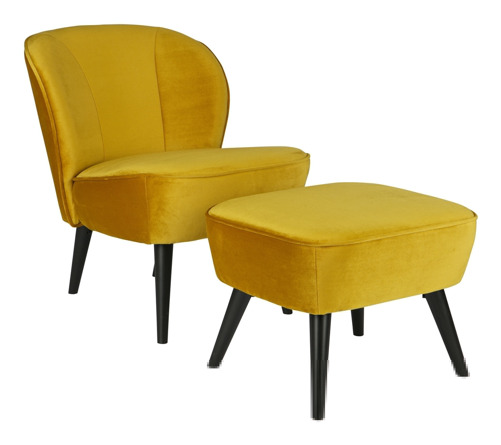 WOOOD Fauteuil 'Sara' Velvet, kleur Okergeel
